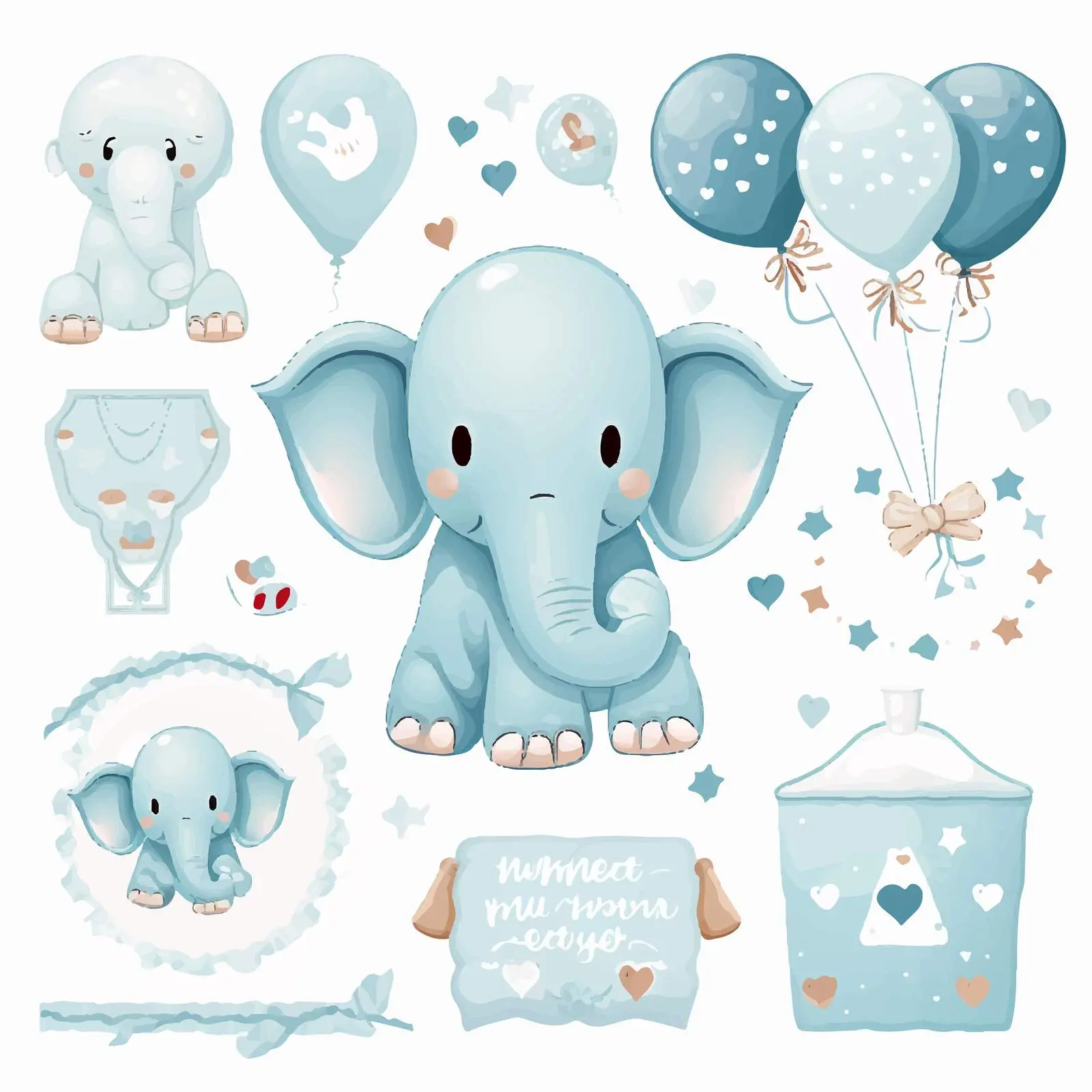 Cute Elephant Baby Shower Invitation and Thank You — free download from Dotvec
