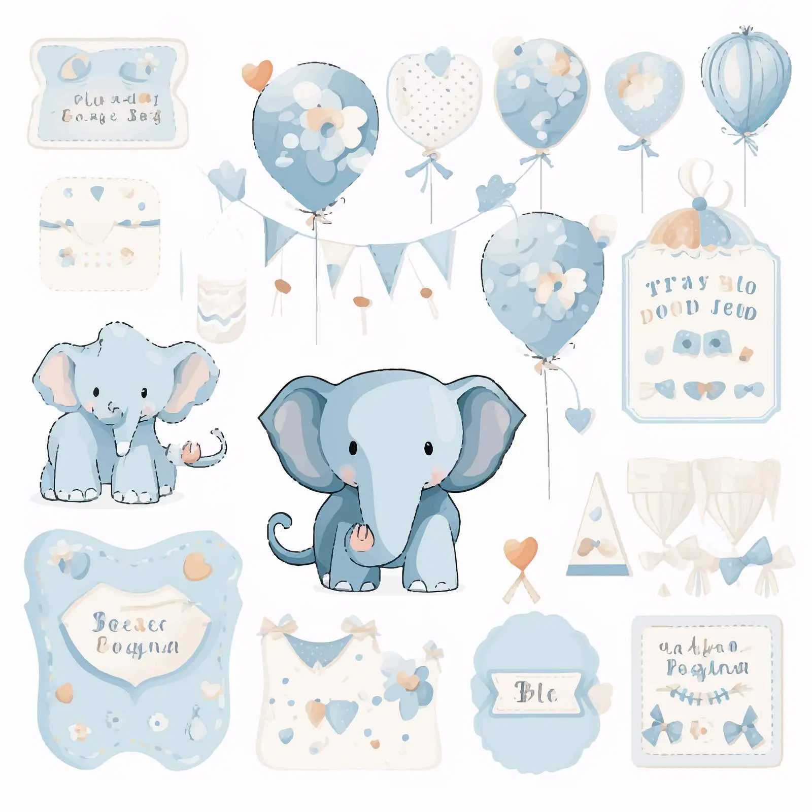 Little Elephant Baby Shower Invitation Set — free download from Dotvec