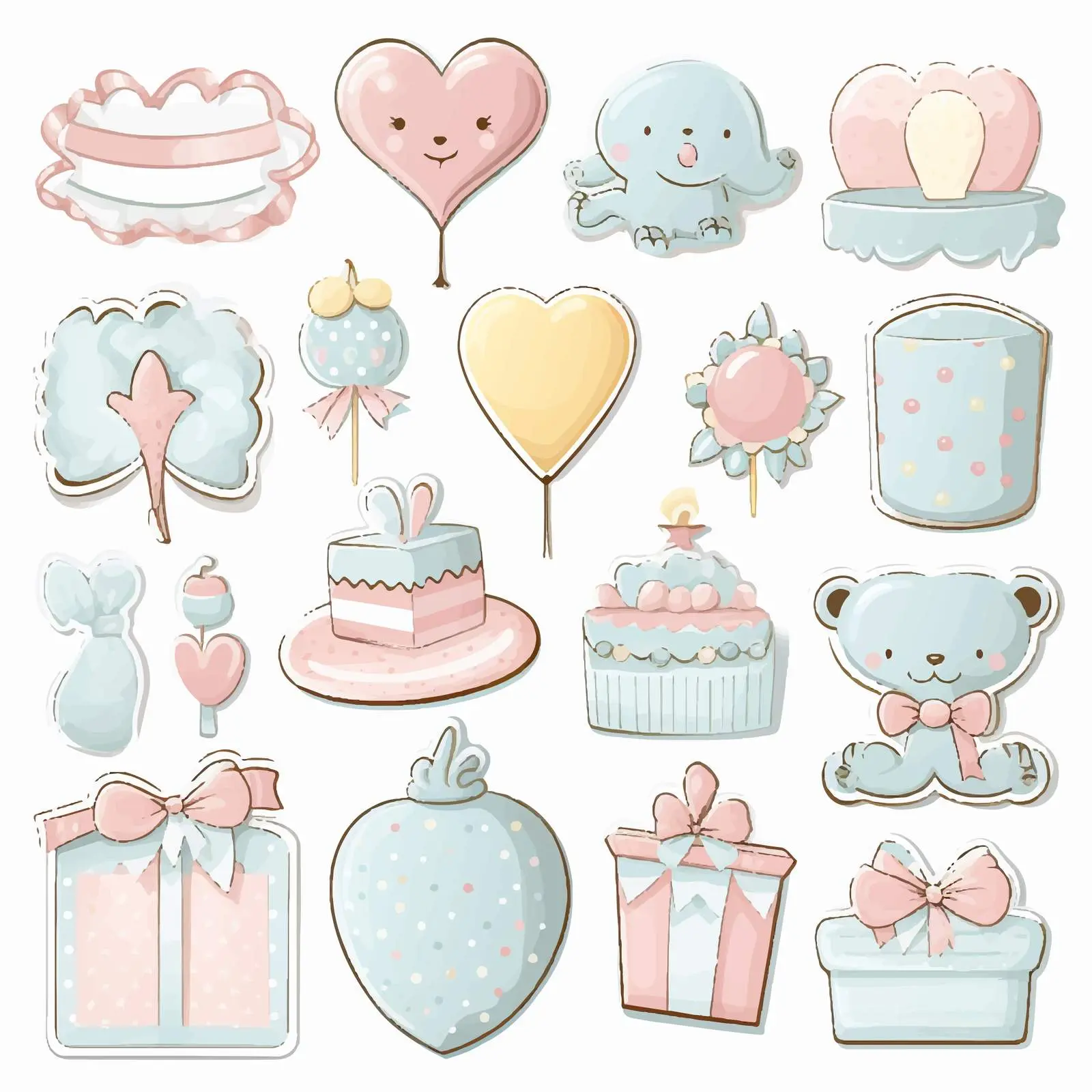 Baby Shower Template Stickers and Decorations Set — free download from Dotvec