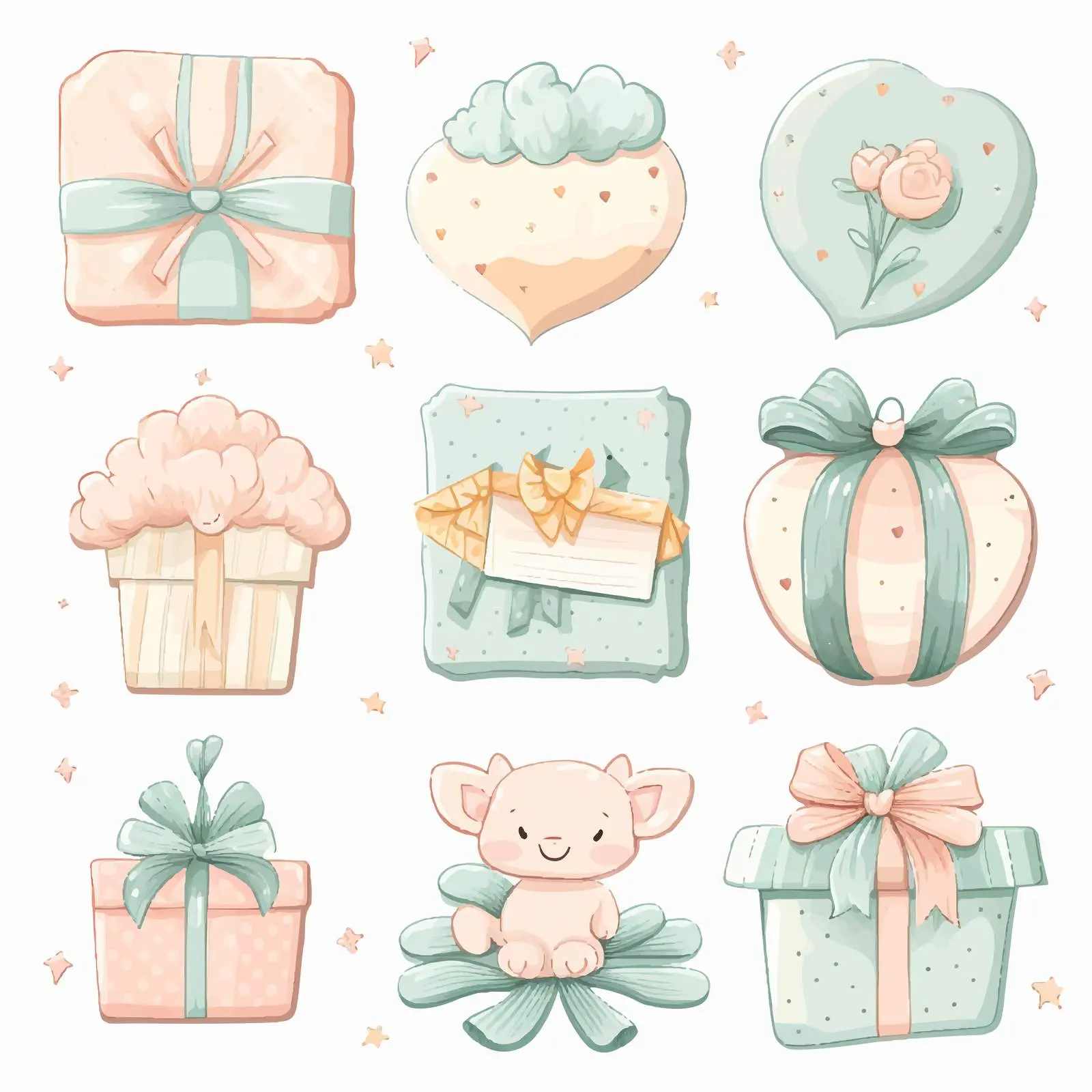 Baby Shower Sticker Templates for Cakes and Gifts – free creative designs image from Dotvec