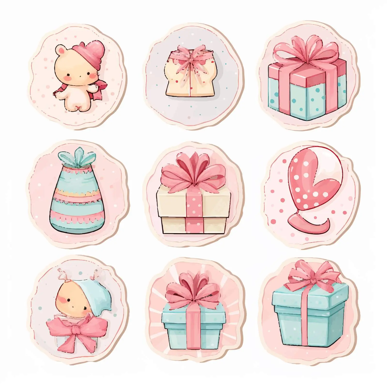 Baby Shower Stickers and Templates Set — free download from Dotvec