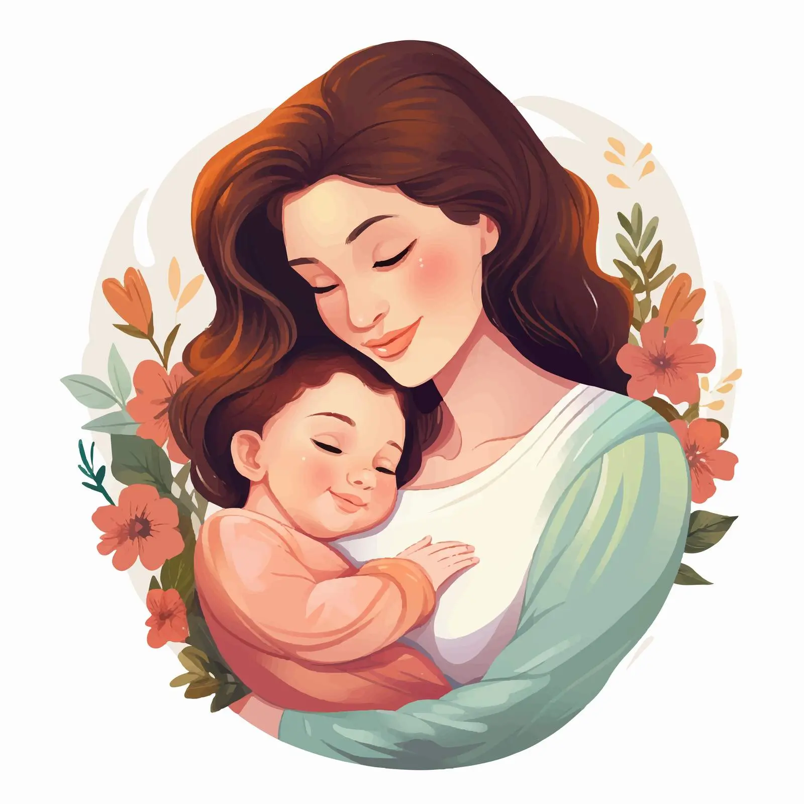 Mother and Newborn Smiling Postcard Design — free download from Dotvec