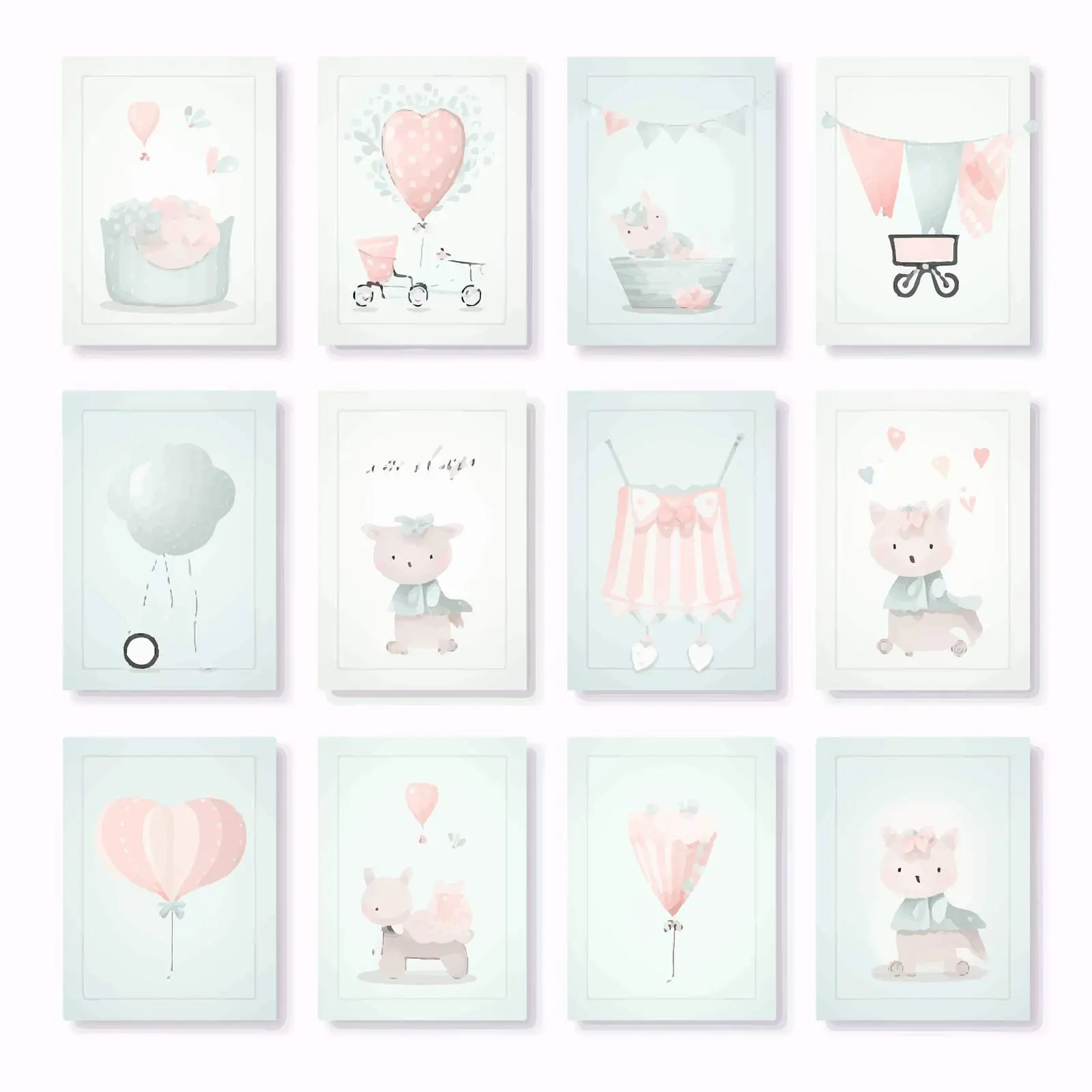Classic Baby Thank You Cards Template Set — free download from Dotvec