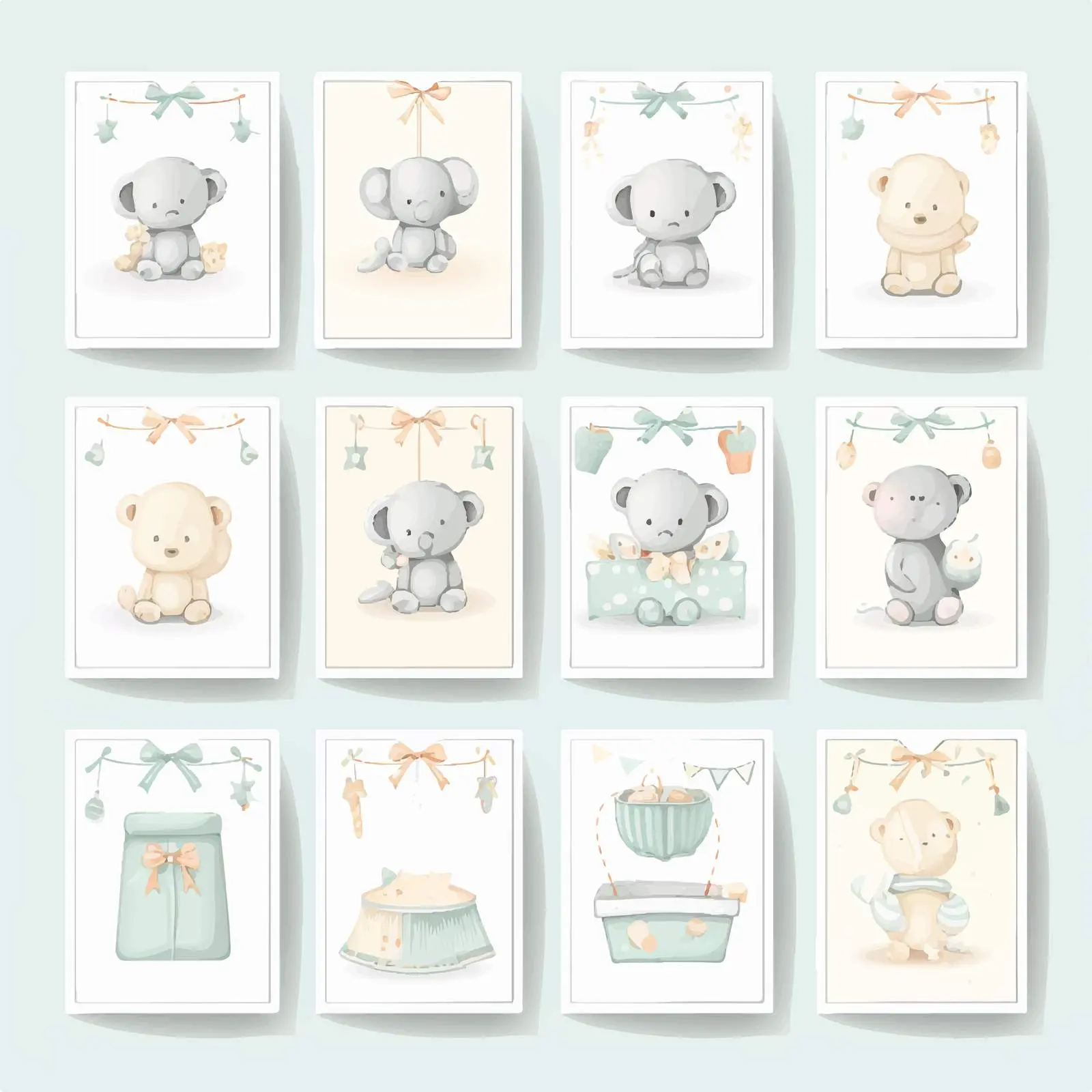 Classic Baby Thank You Card Templates Set — free download from Dotvec