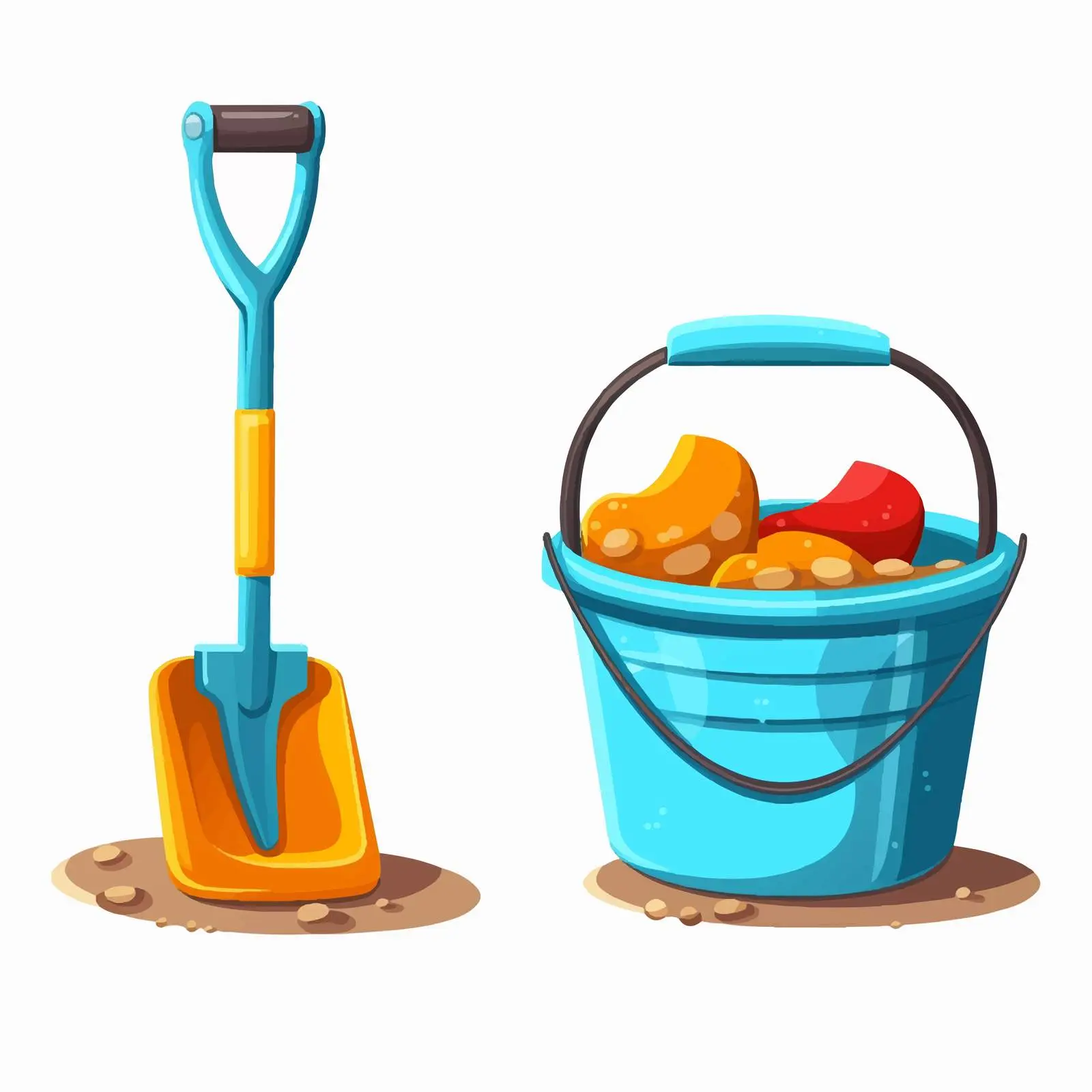 Plastic Baby Toy Bucket and Shovel Vector Set – free outing image from Dotvec