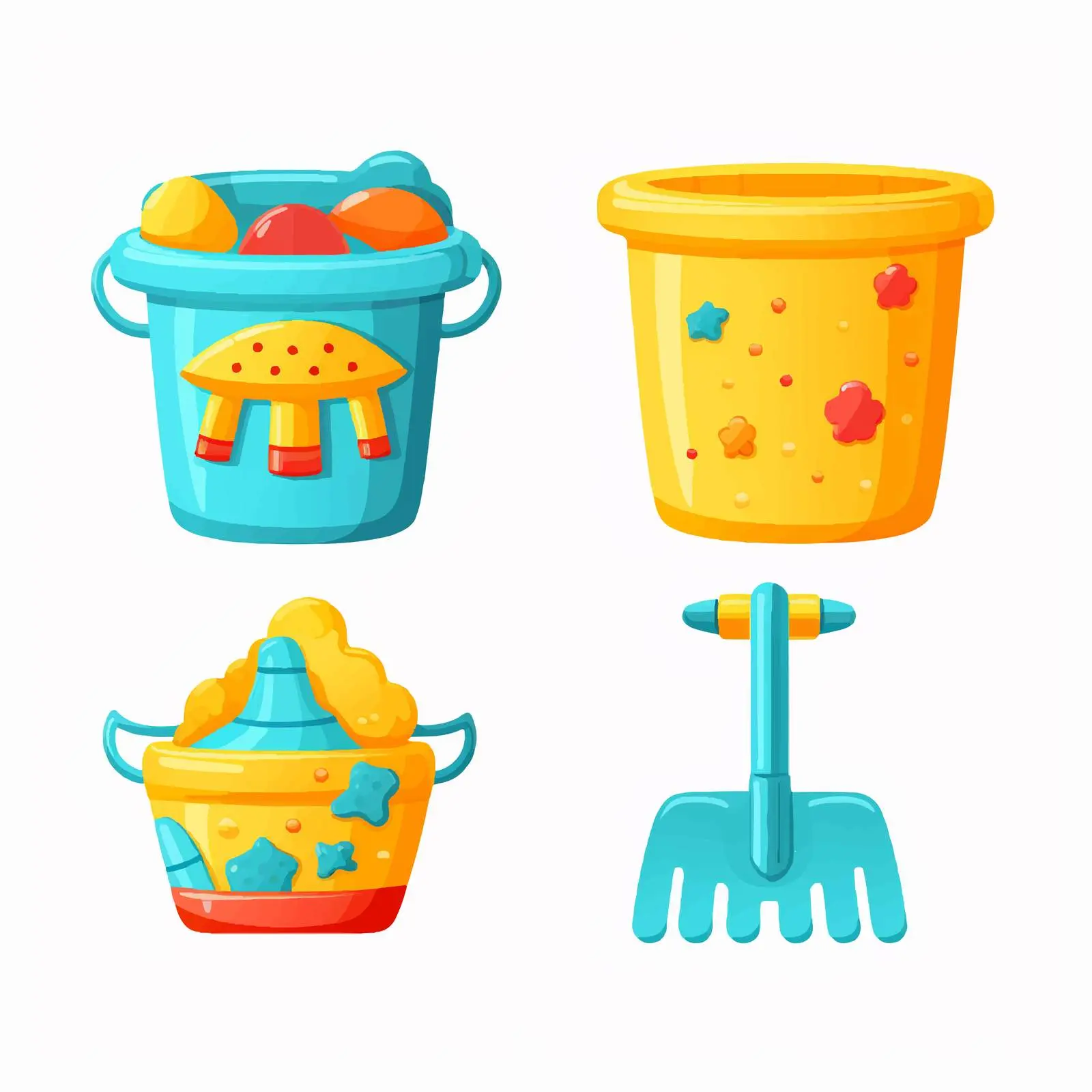 Colorful Baby Toy Bucket and Sand Shovel Vectors – free play equipment image from Dotvec