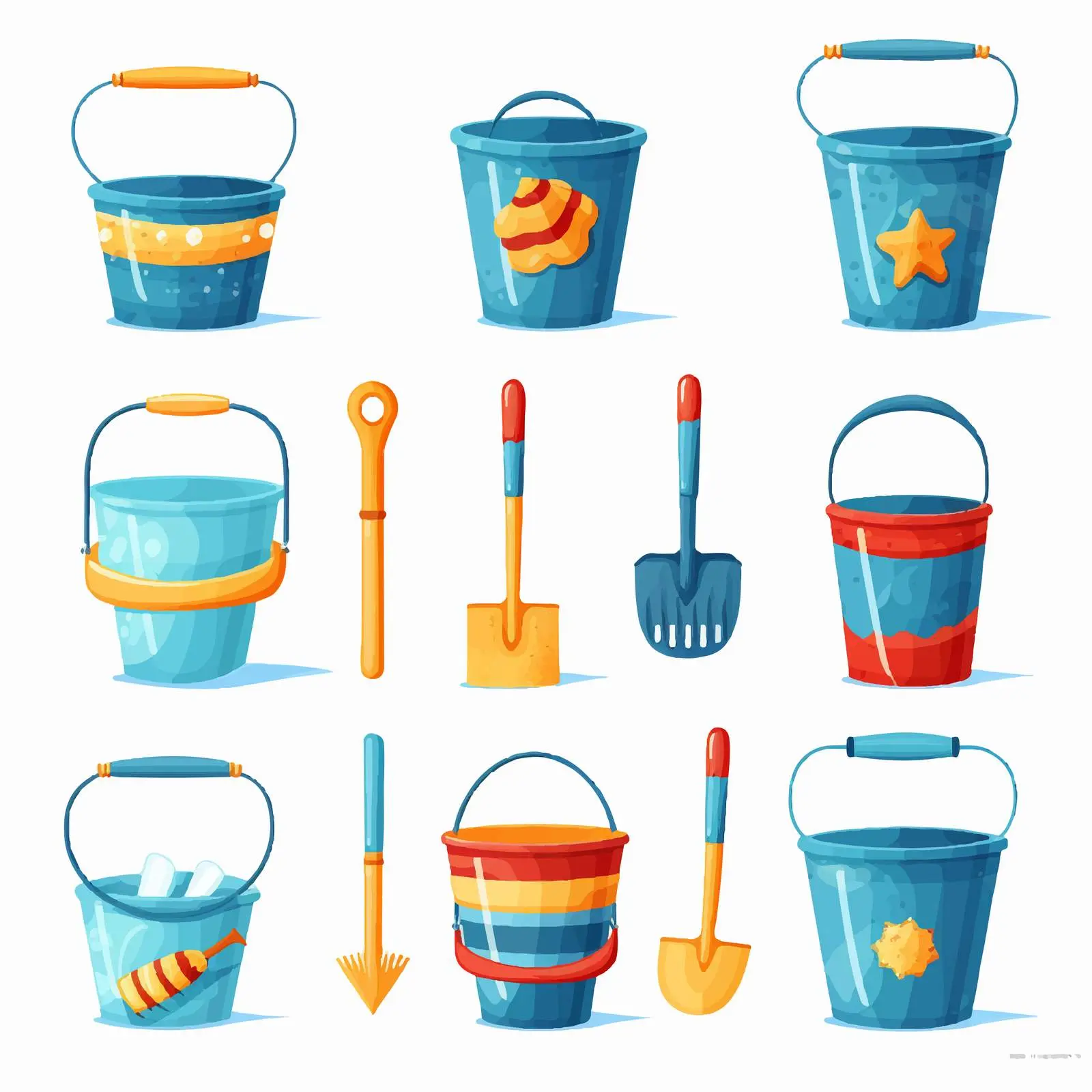 Plastic Bucket and Shovel for Baby Play — free download from Dotvec