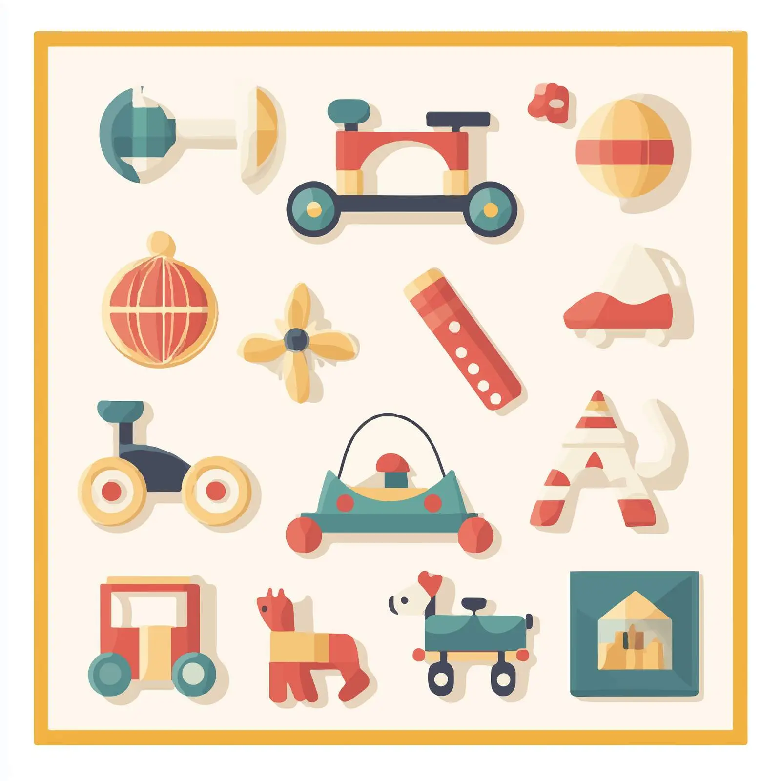 Flat Vector Illustration of Baby Toys — free download from Dotvec