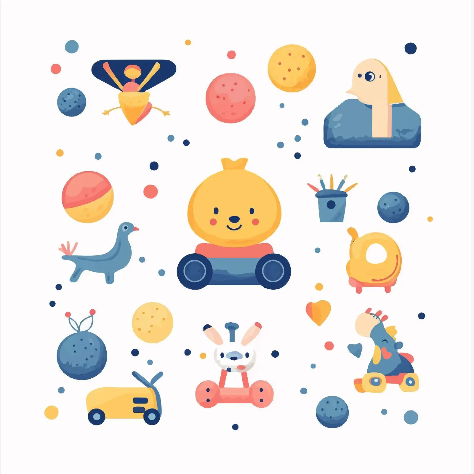 Colorful Baby Toys Flat Vector Design — free download from Dotvec