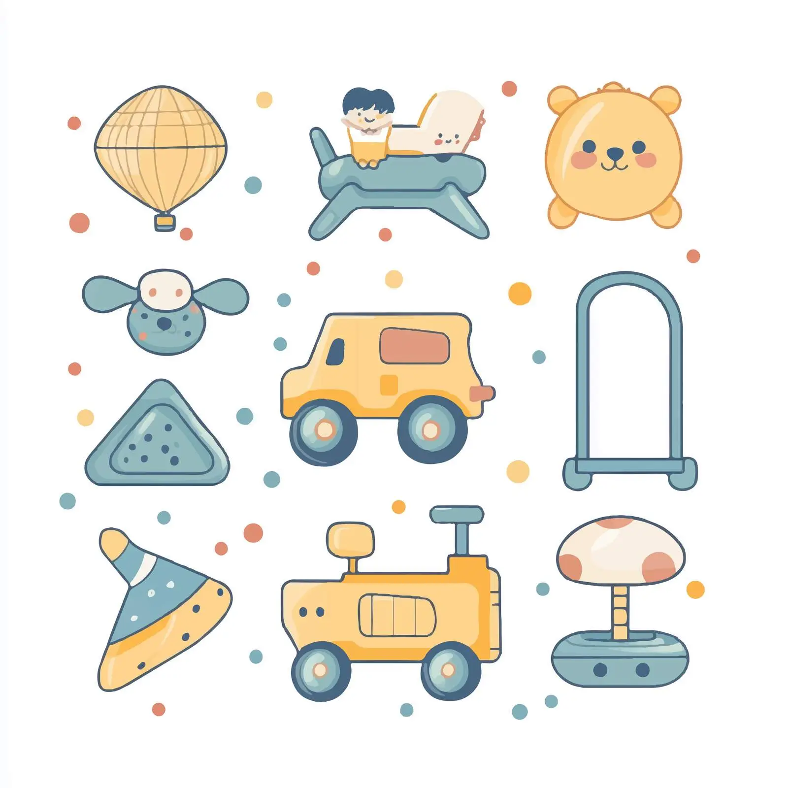 Flat Vector Illustration of Baby Toys — free download from Dotvec