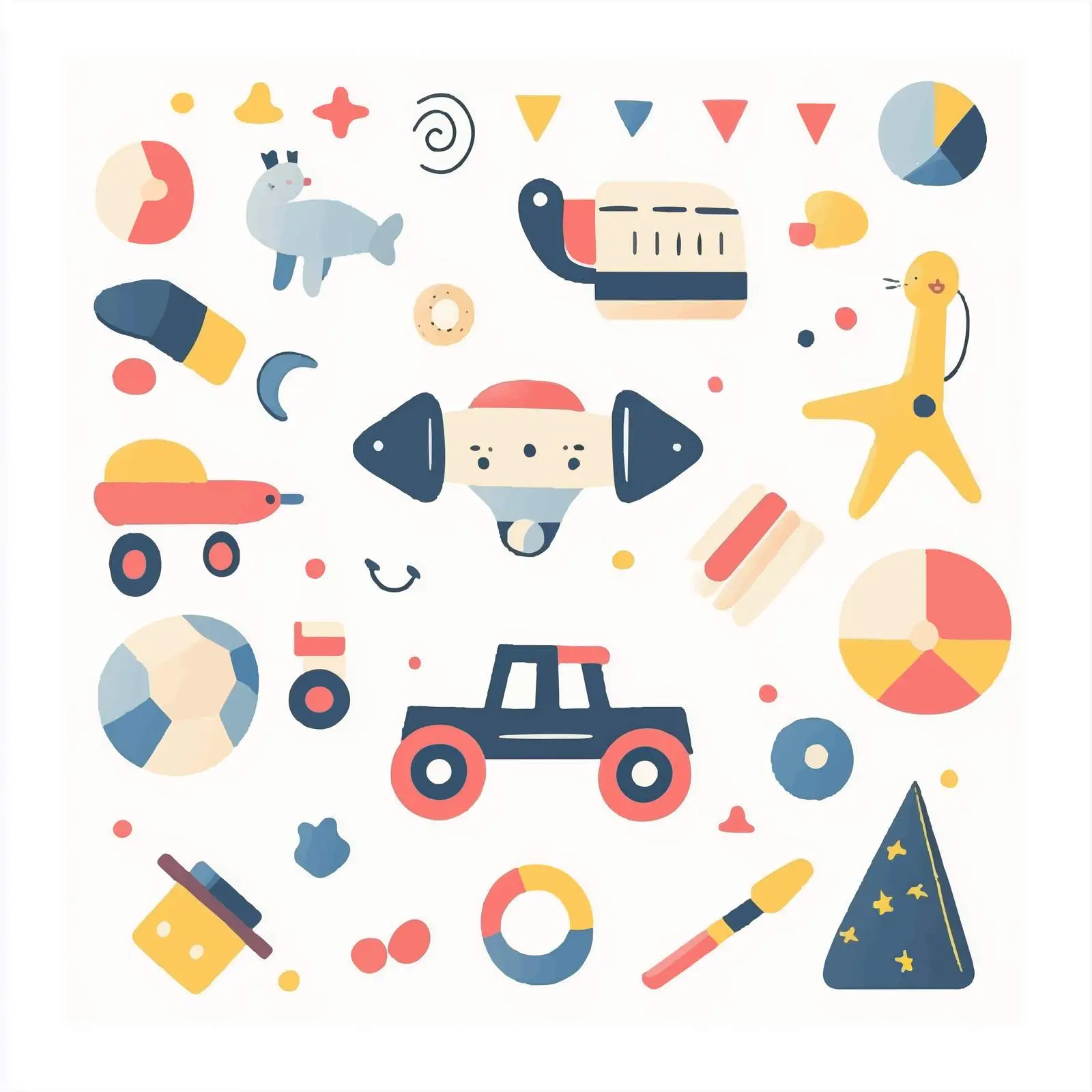 Flat Vector Baby Toys Illustration — free download from Dotvec