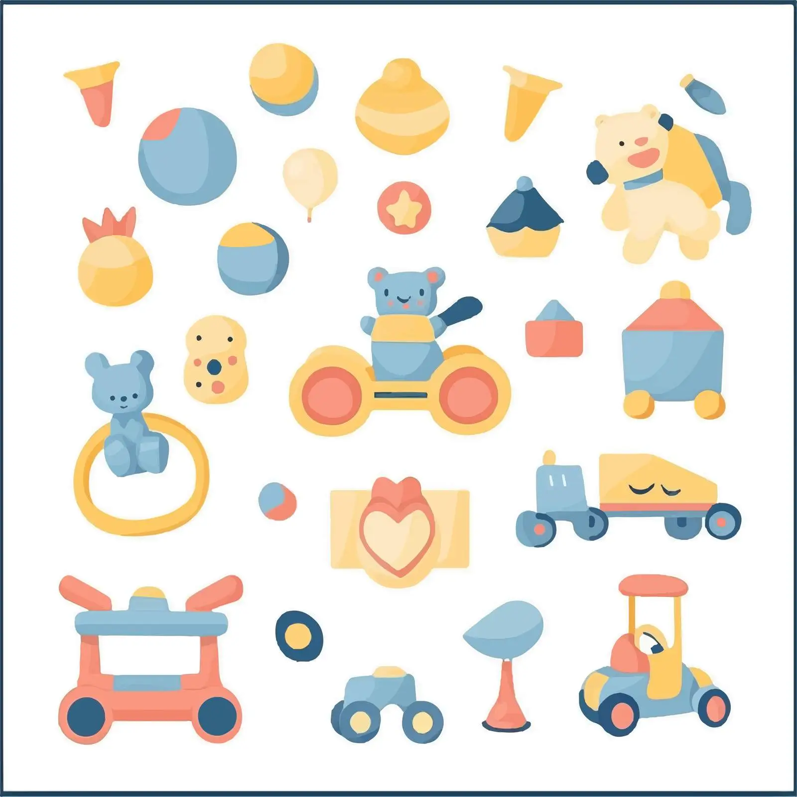 Flat Vector Baby Toys Illustration — free download from Dotvec
