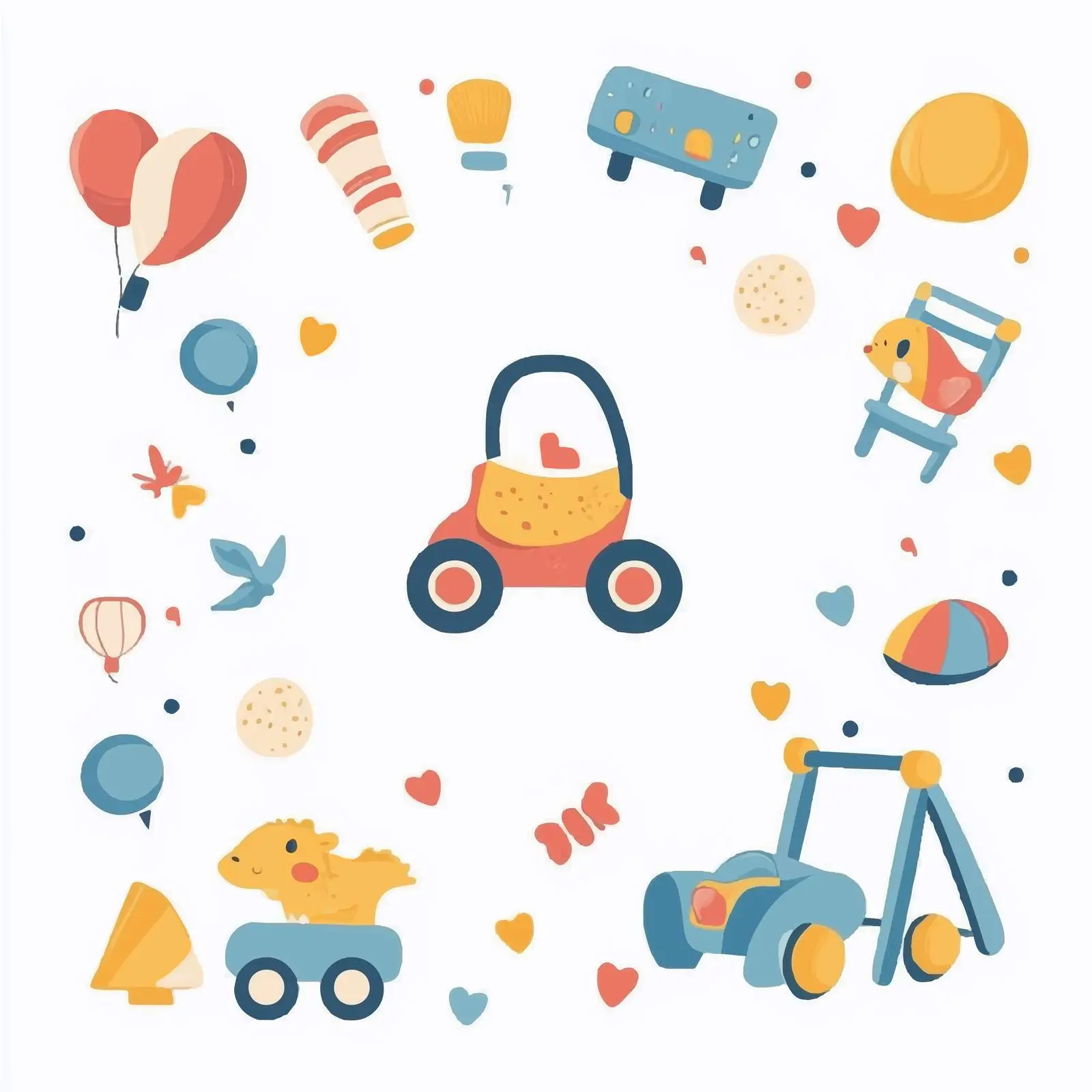 Flat Vector Baby Toys Illustration — free download from Dotvec