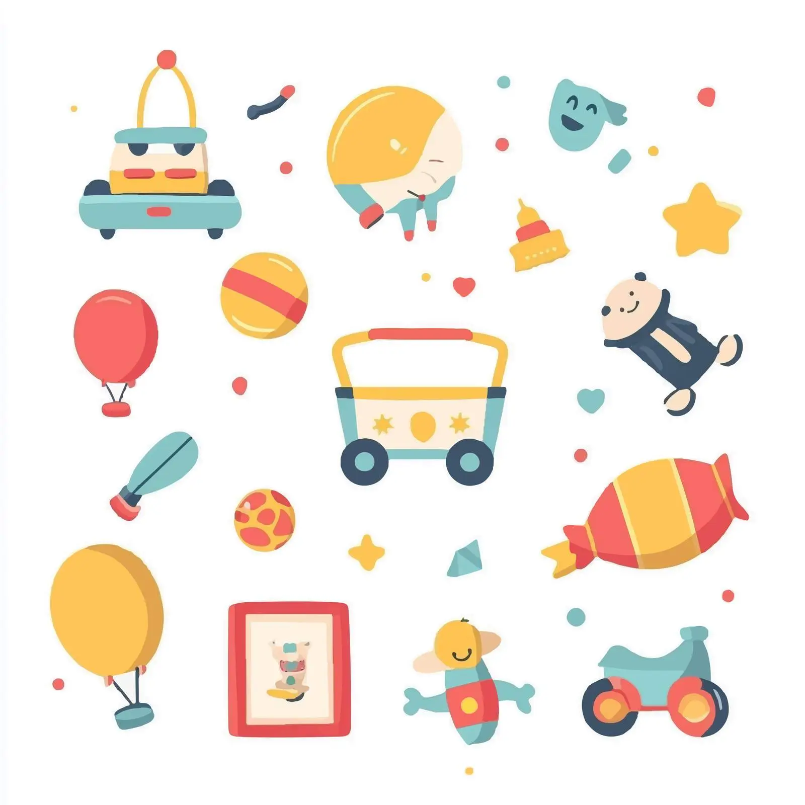 Colorful Baby Toys Vector Illustration — free download from Dotvec