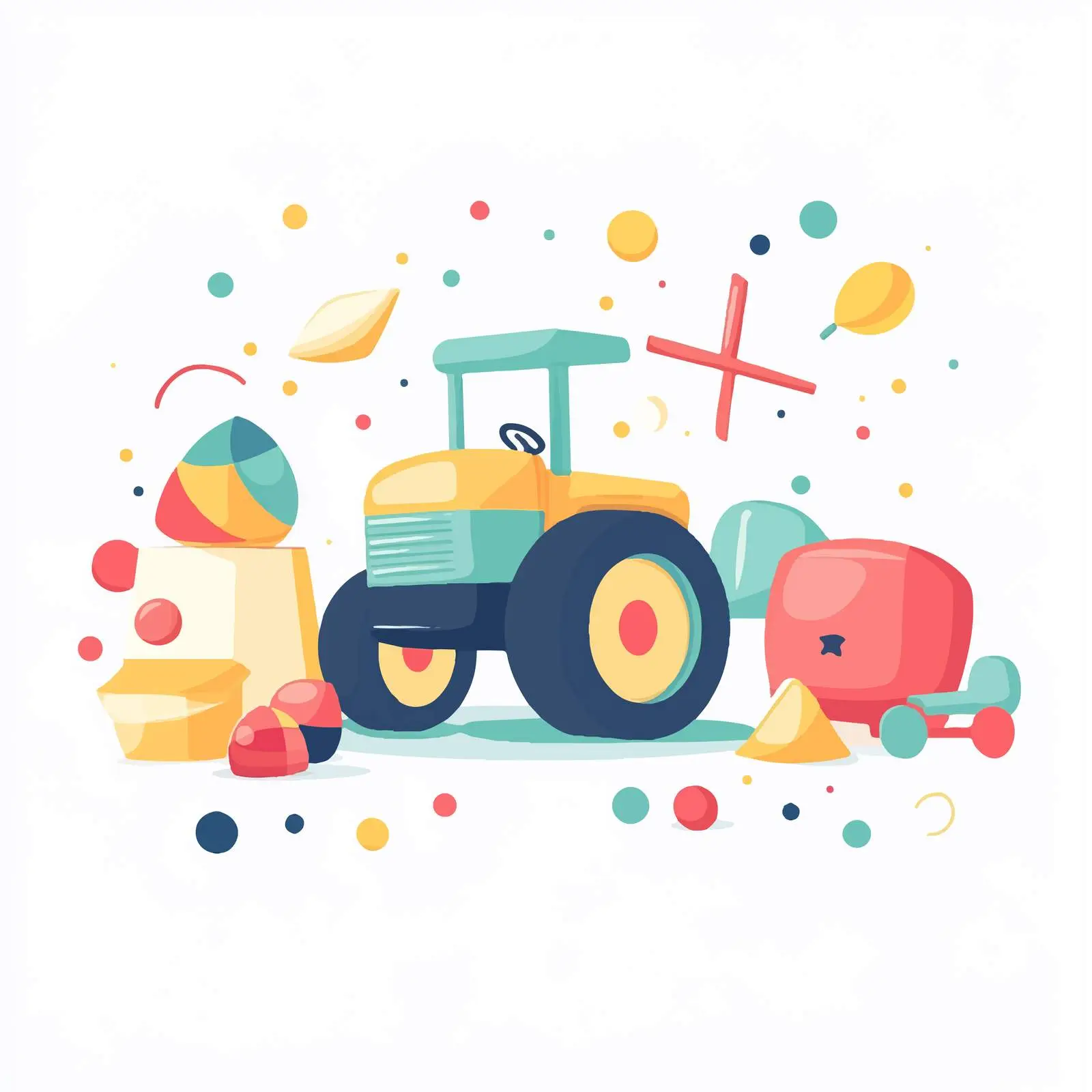 Flat Vector Baby Toy Tractor Design — free download from Dotvec