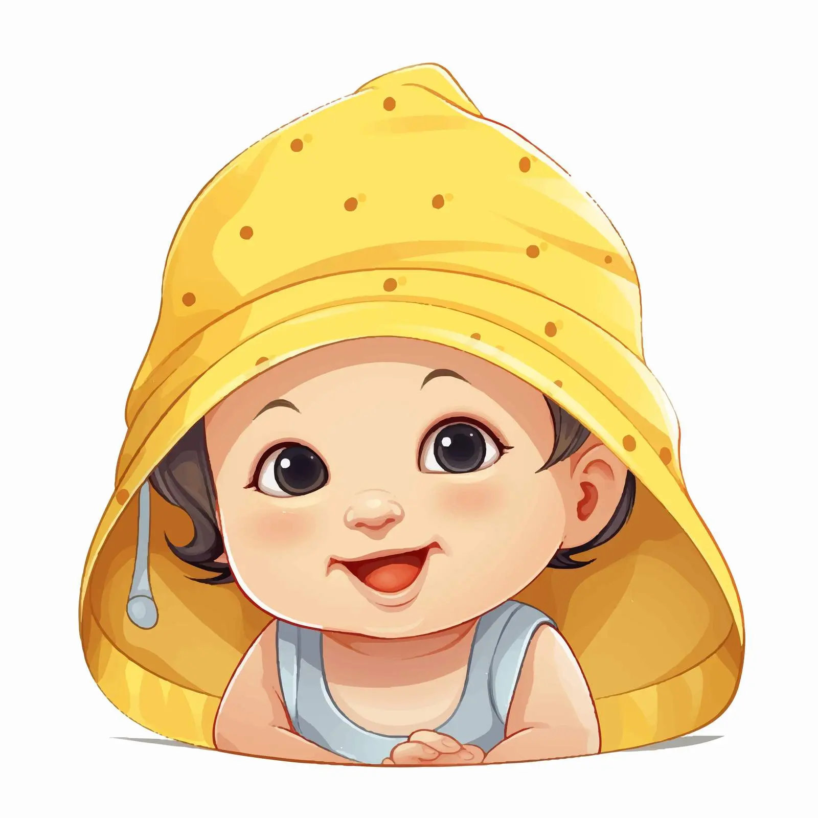 Cute Baby in Yellow Hat Vector Illustration — free download from Dotvec