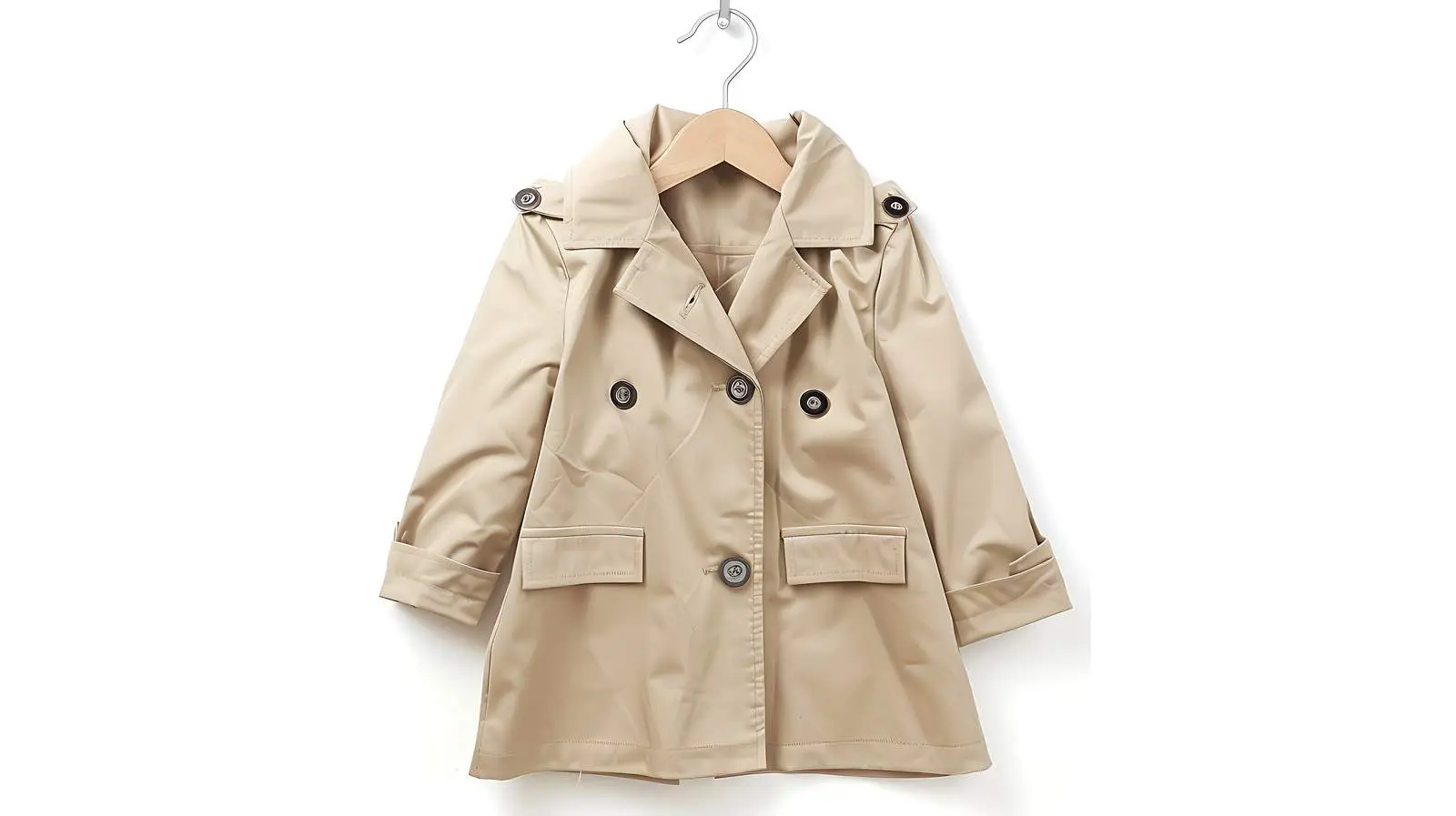 Neutral Beige Raincoat for Kids on Hanger – free fashion accessory image from Dotvec