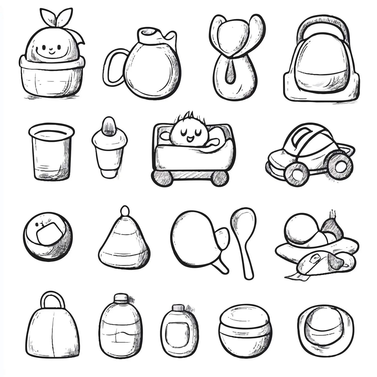 Cartoon Baby Objects Icon Set — free download from Dotvec