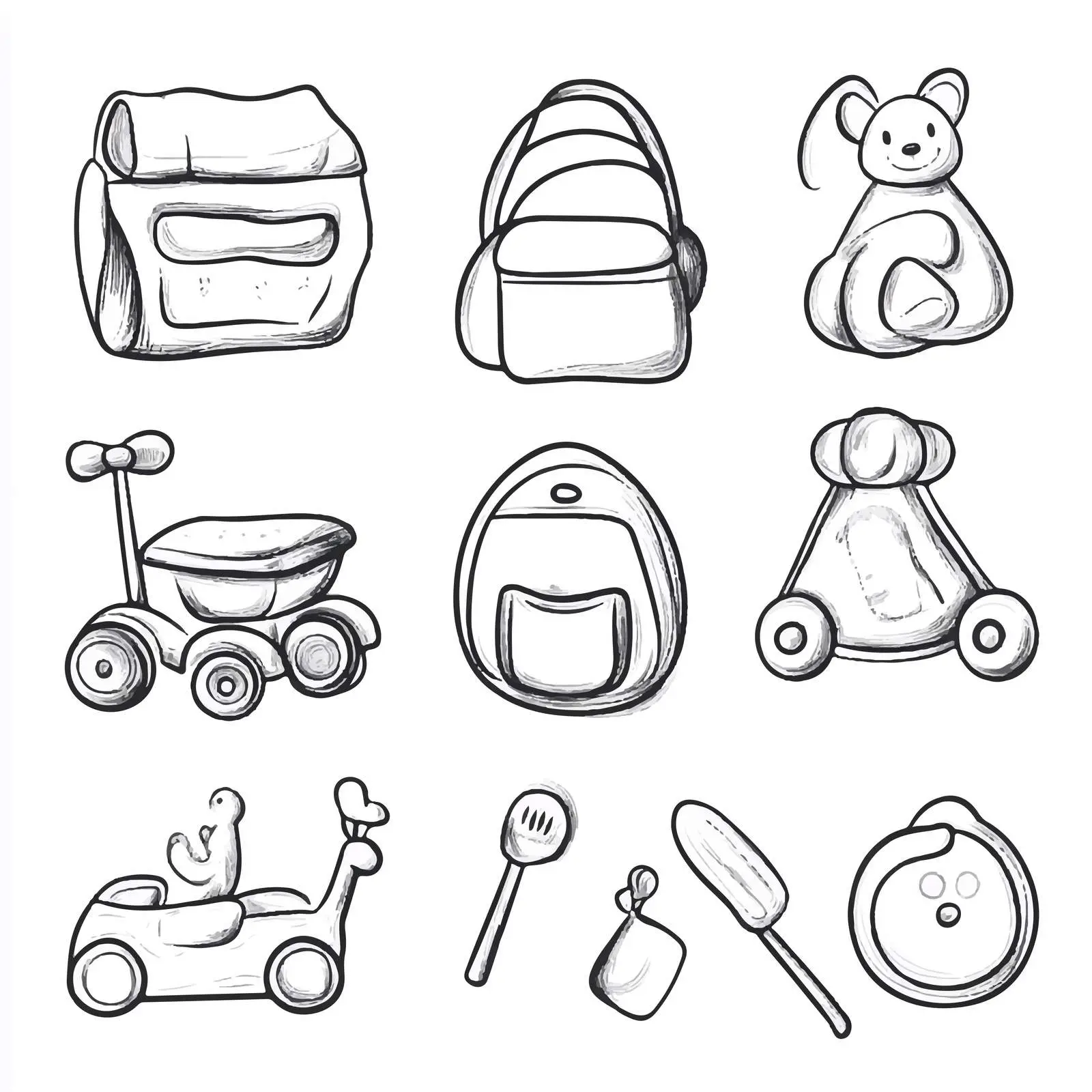 Cartoon Baby Objects Icon Set — free download from Dotvec