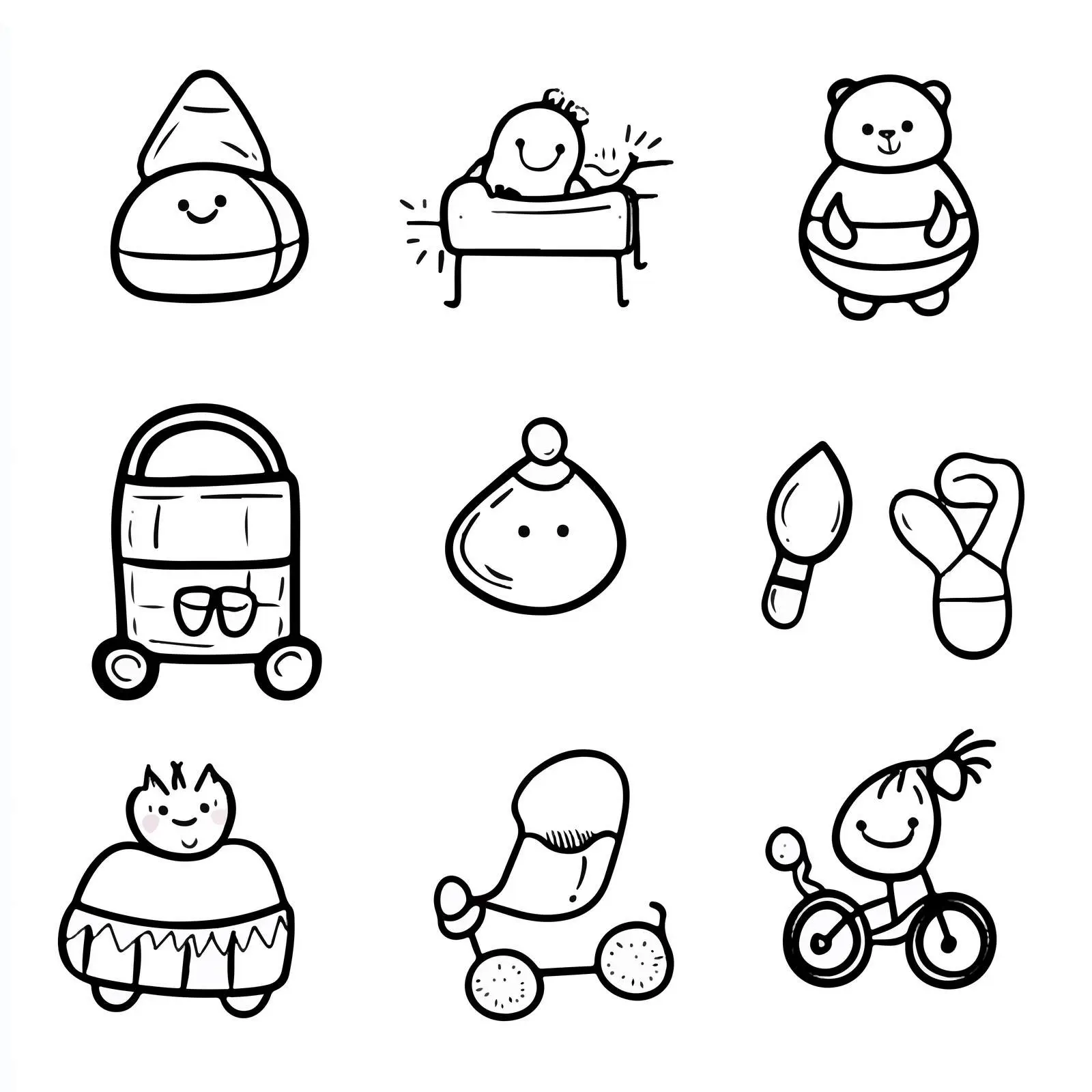 Cartoon Baby Objects Icons Set — free download from Dotvec