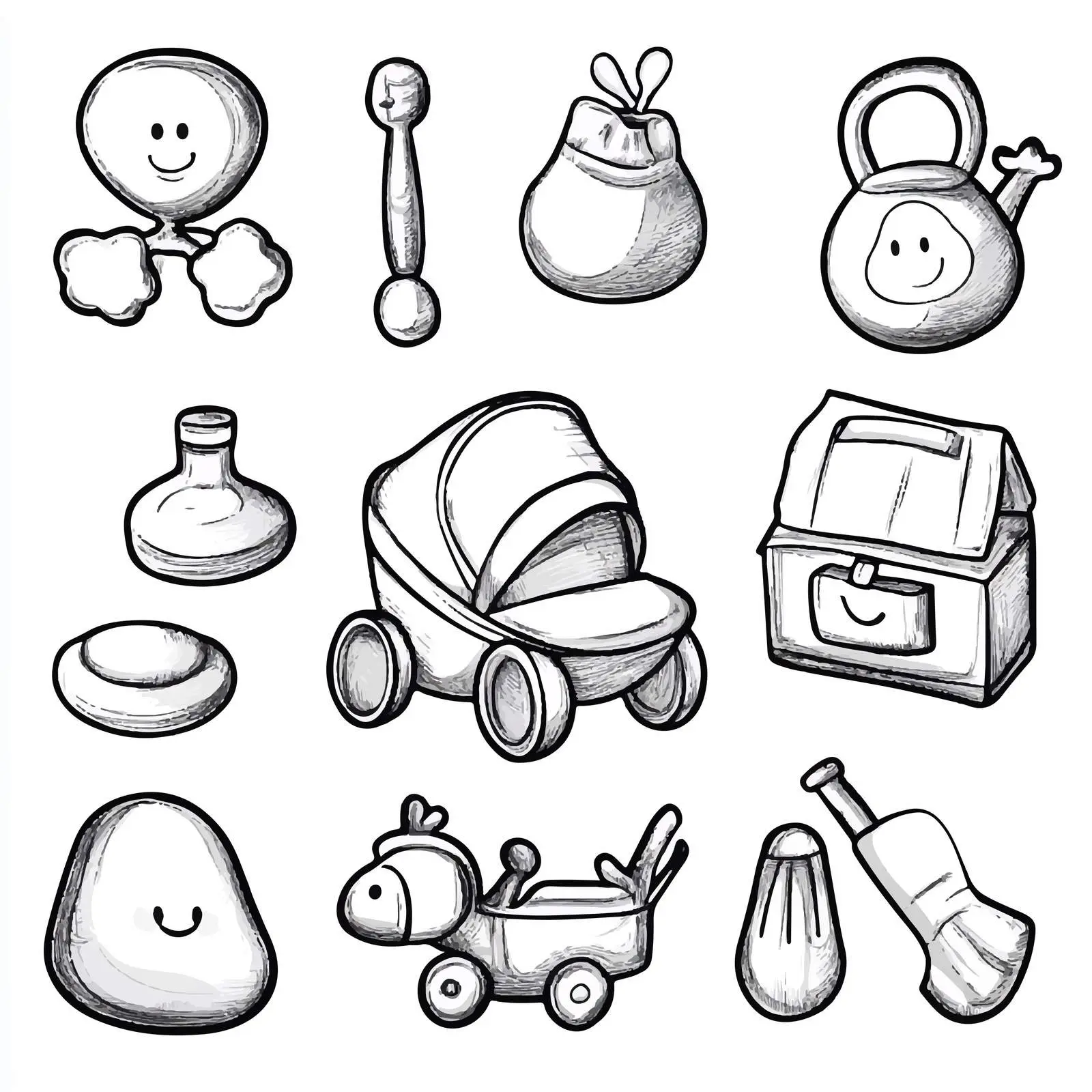 Cartoon Baby Objects Icon Set — free download from Dotvec