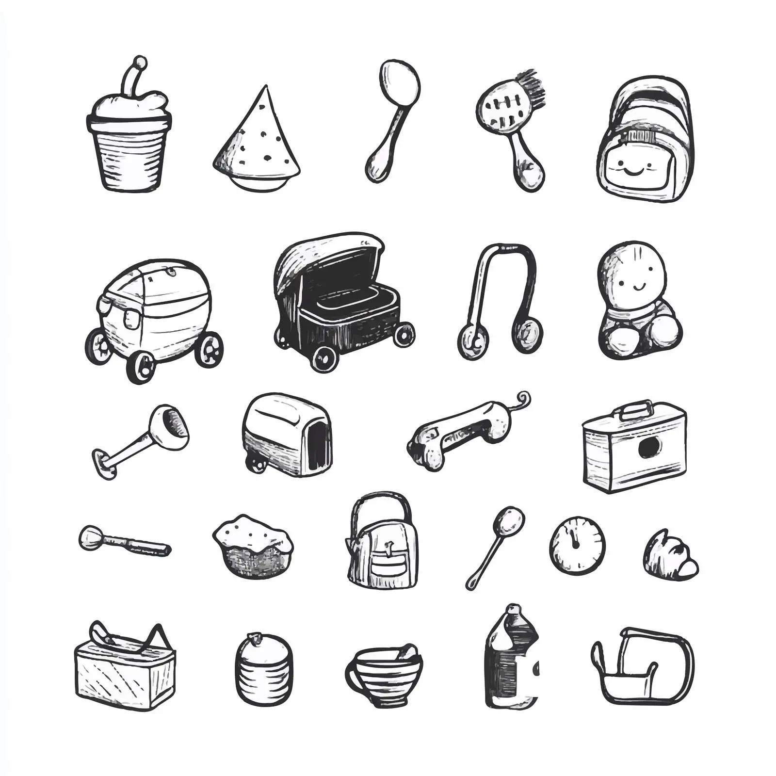Cartoon Baby Objects Icon Set — free download from Dotvec