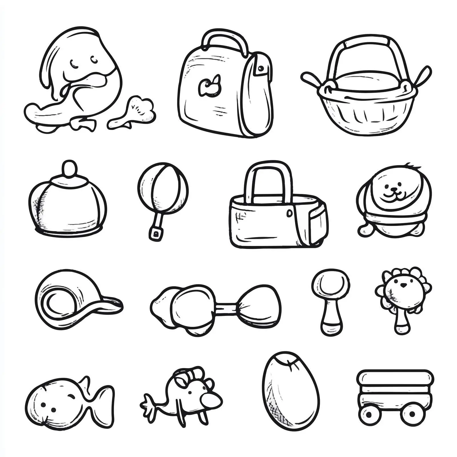 Cartoon Baby Objects Icon Set — free download from Dotvec