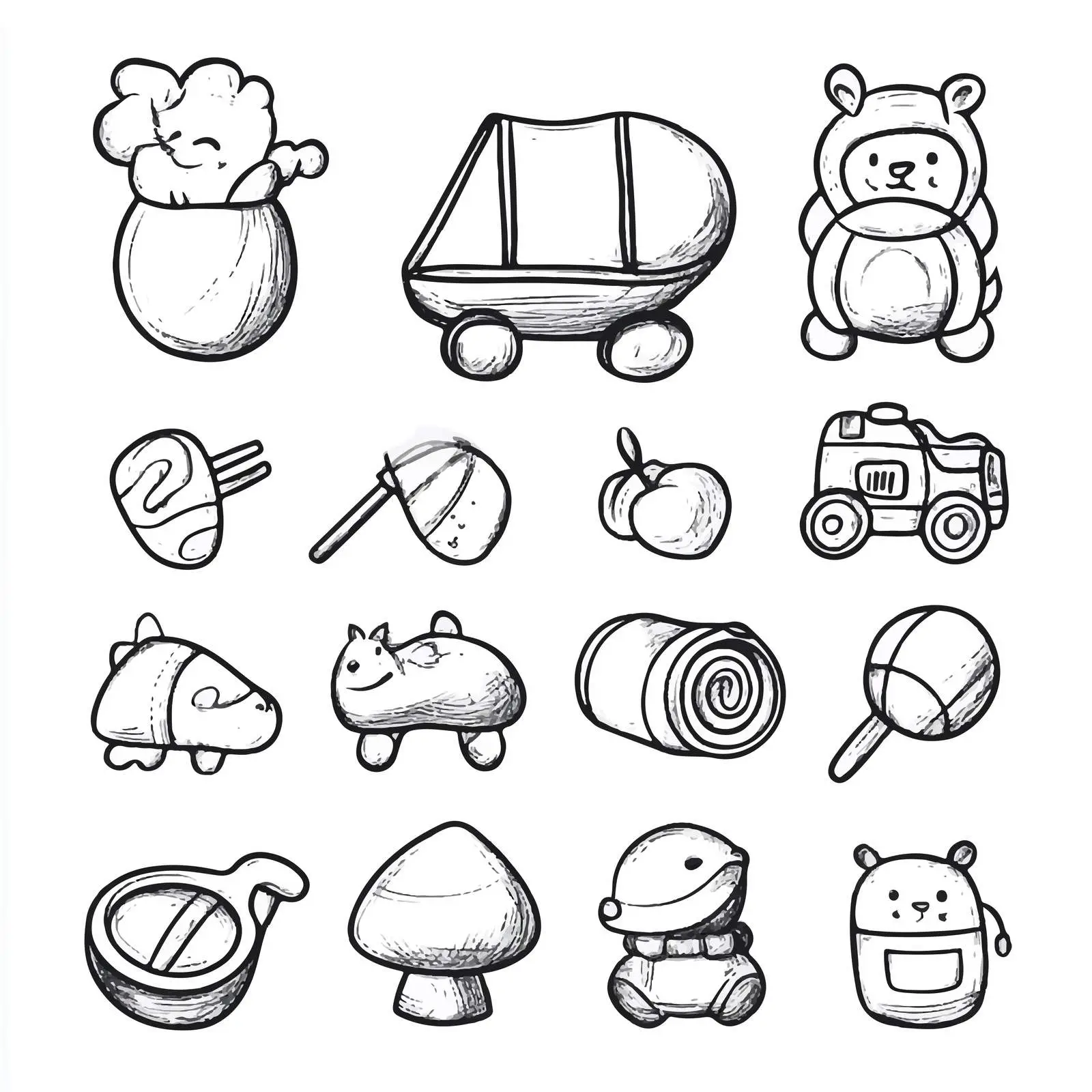 Cartoon Baby Objects Vector Icons Set — free download from Dotvec