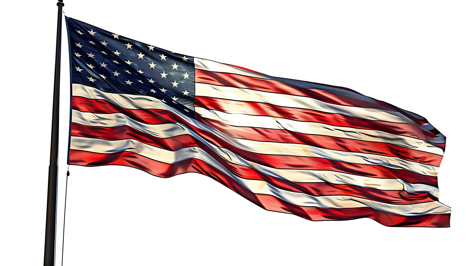 Silhouetted American Flag Fluttering in Sunset — free download from Dotvec