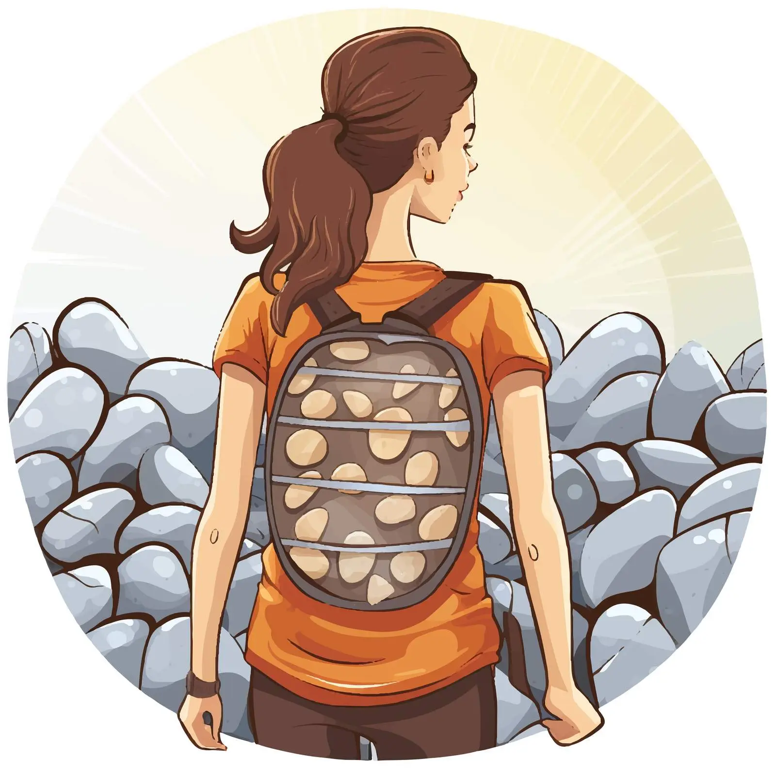 Back of Woman with Stone Massage Illustration – free professional massage image from Dotvec