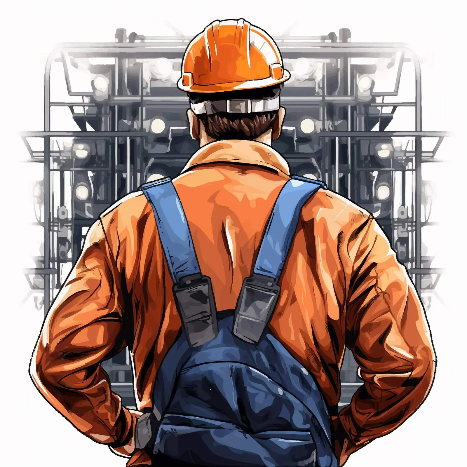 Back View of Engineer Working on Vehicle Illustration — free download from Dotvec