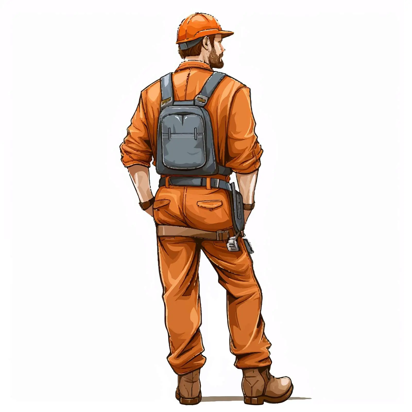 Engineer Worker Back View with Car Illustration — free download from Dotvec
