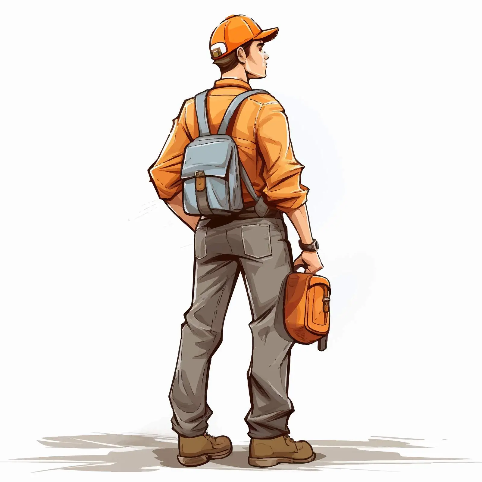 Back View of Engineer Worker Vector Illustration — free download from Dotvec