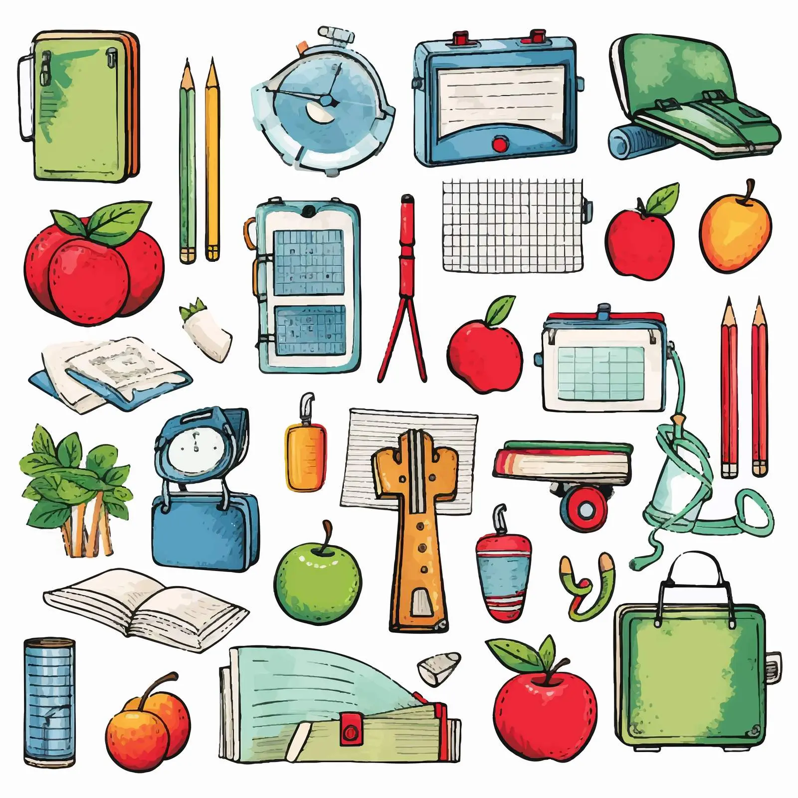 Back to School Clip Art Elements Set – free learning tools image from Dotvec