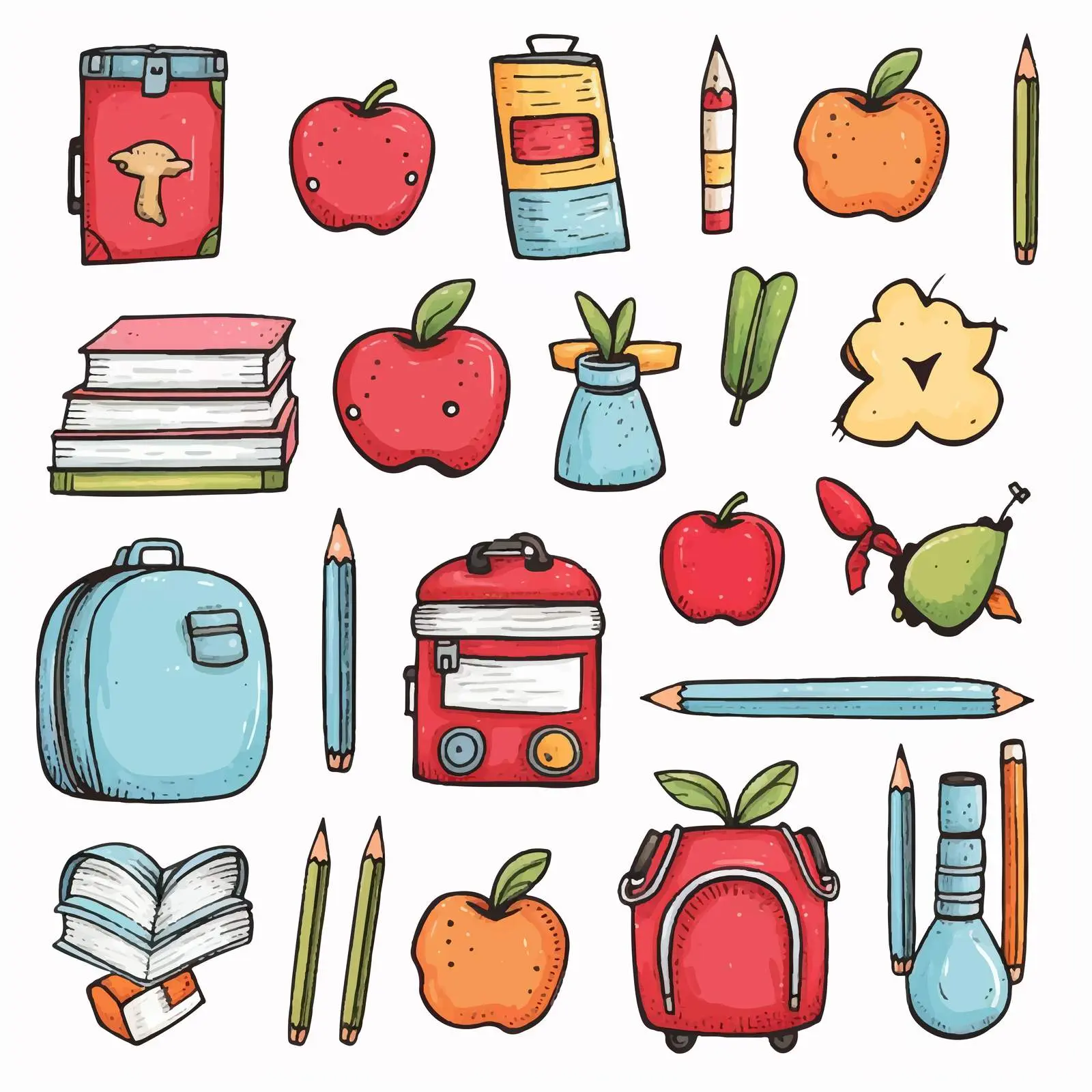 Back to School Clip Art Illustration Set – free visual aids image from Dotvec