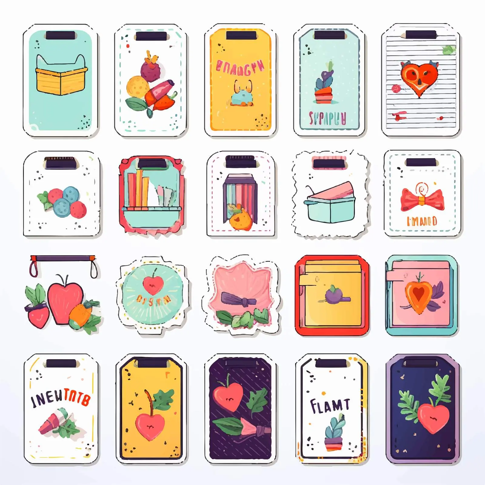 Back to School Notebook Labels Stickers Set – free learning tools image from Dotvec