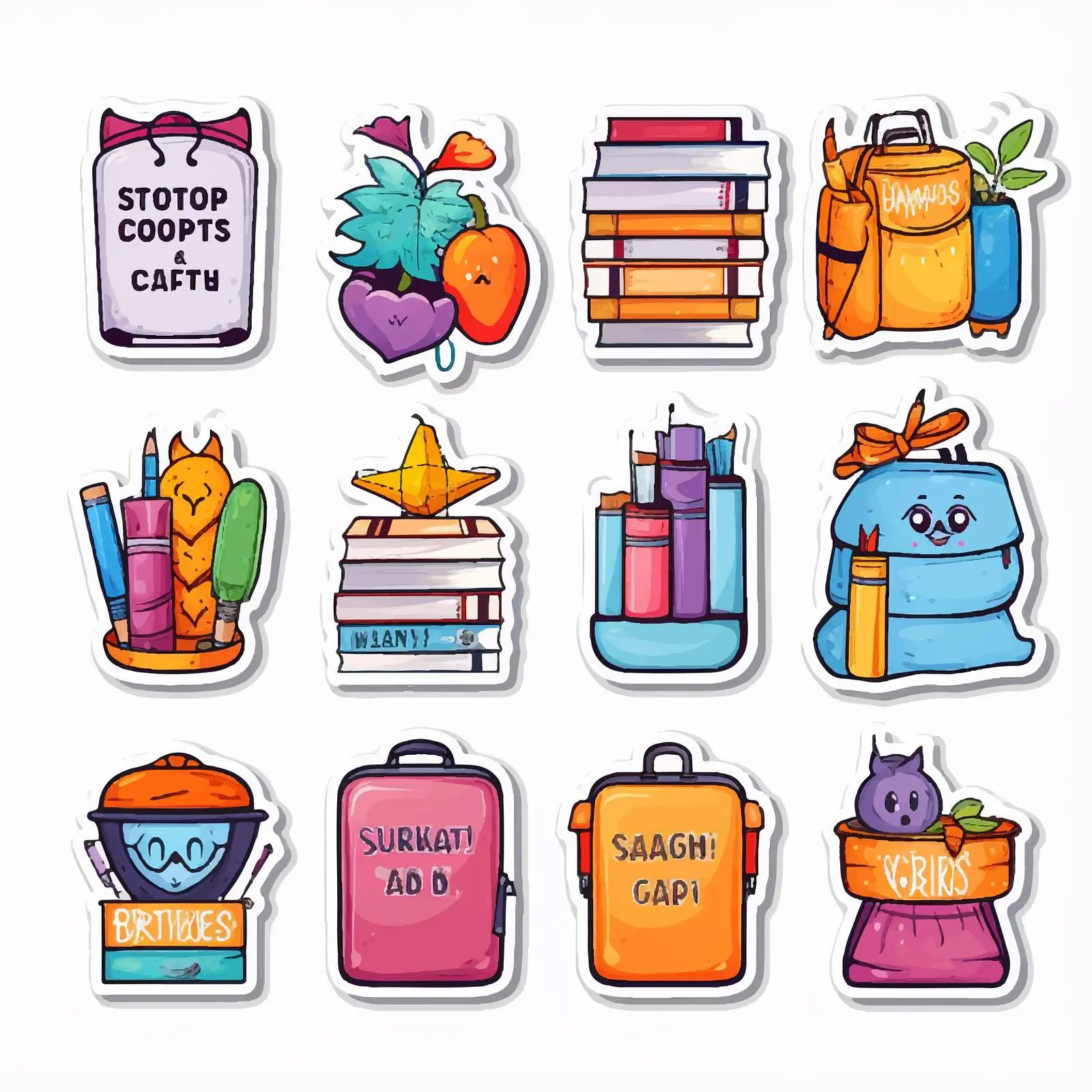 Back to School Notebook Labels and Stickers Set — free download from Dotvec