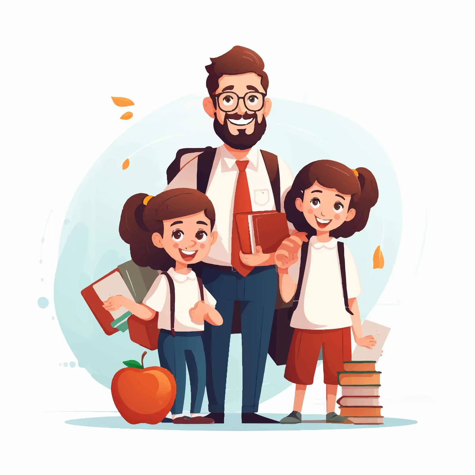 Back to School Theme with Teacher and Students — free download from Dotvec