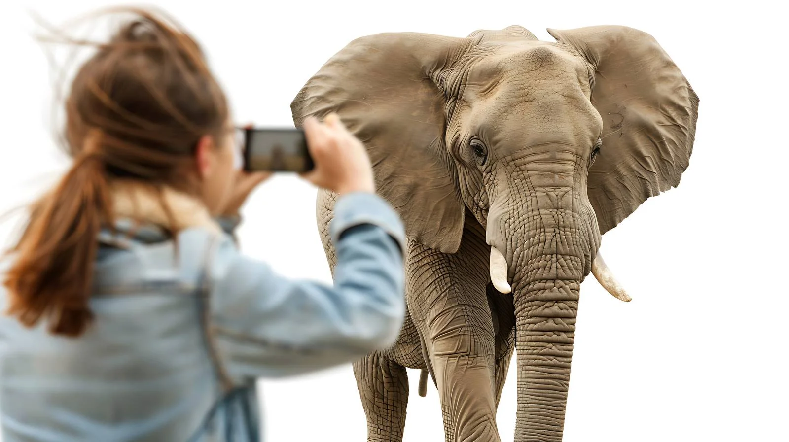 Girl Taking Photo of Elephant — free download from Dotvec