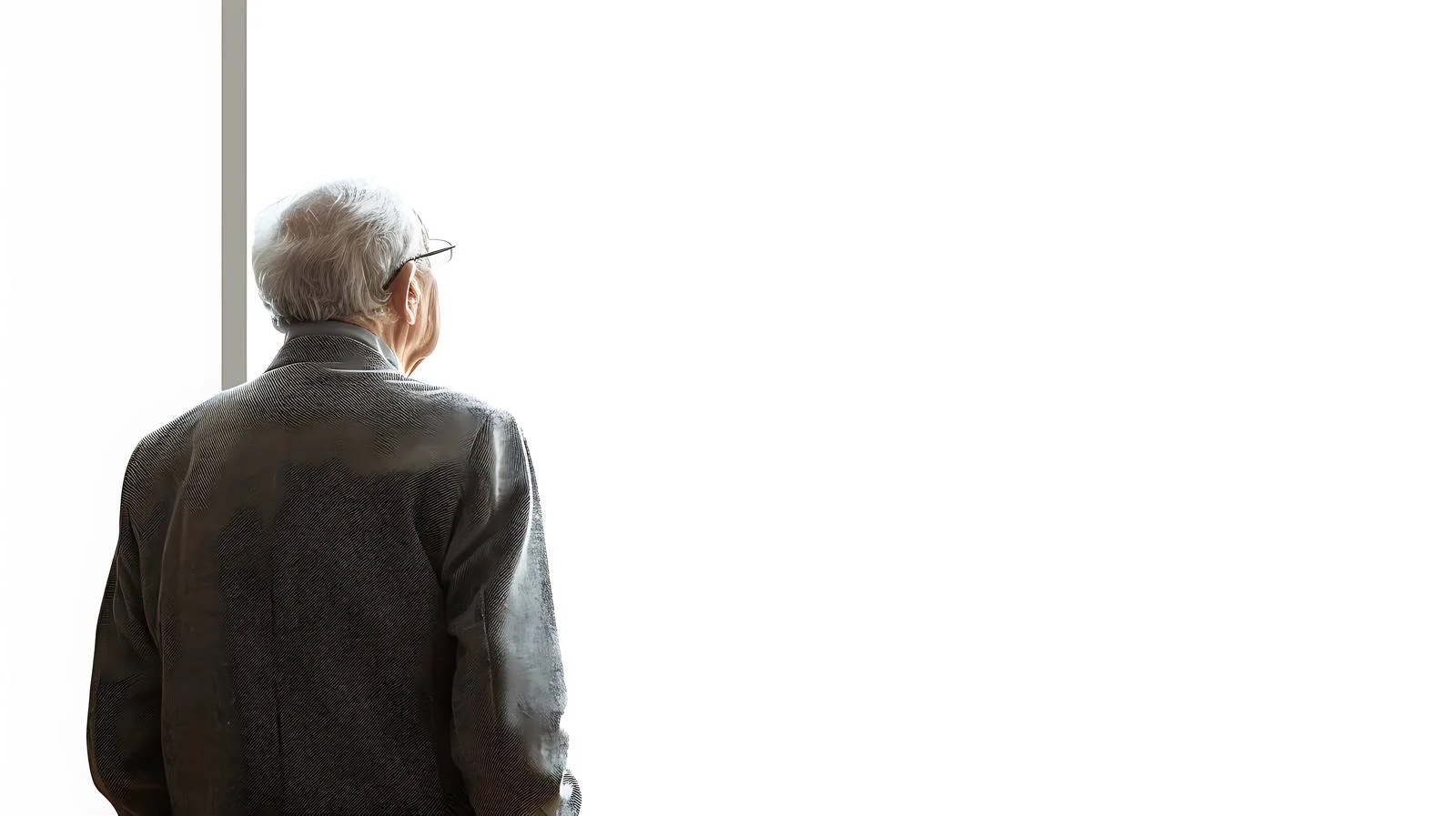 Elderly man contemplating through window — free download from Dotvec