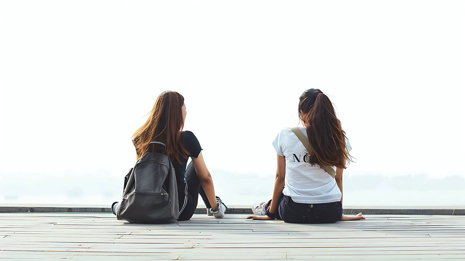 Friends Relaxing on Promenade Bench — free download from Dotvec