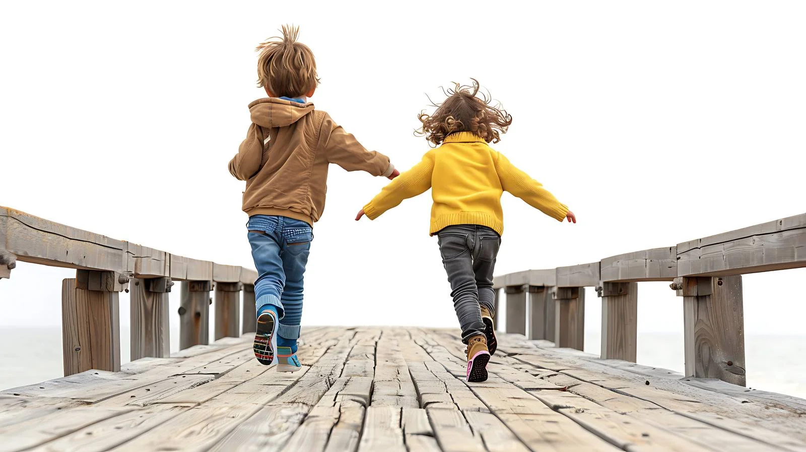 Joyful Children Running on Boardwalk — free download from Dotvec