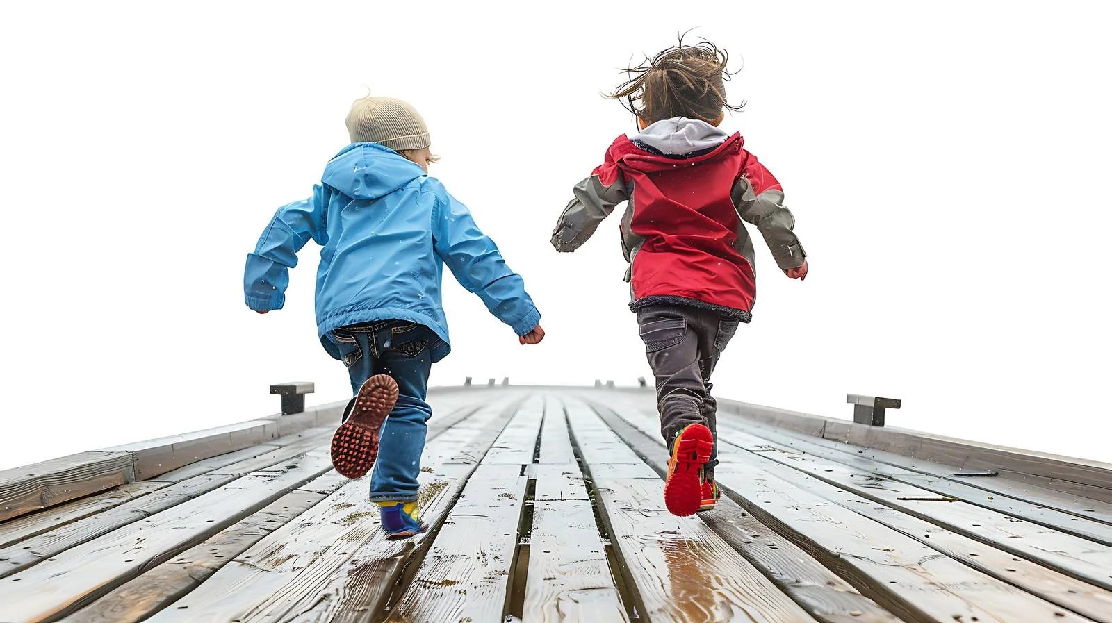 Joyful Children Running on Boardwalk — free download from Dotvec