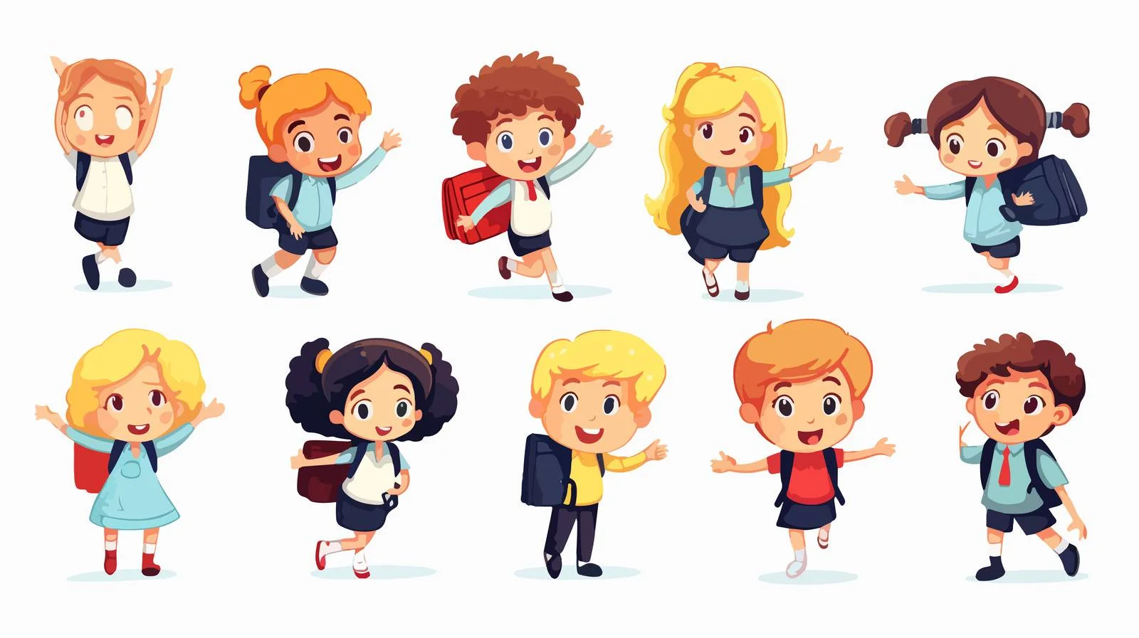 School Supplies Cartoon Characters Vector Illustration — free download from Dotvec