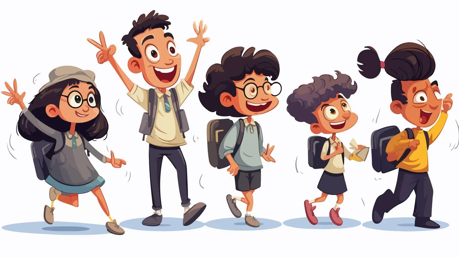 School Supplies Cartoon Characters Vector Illustration — free download from Dotvec
