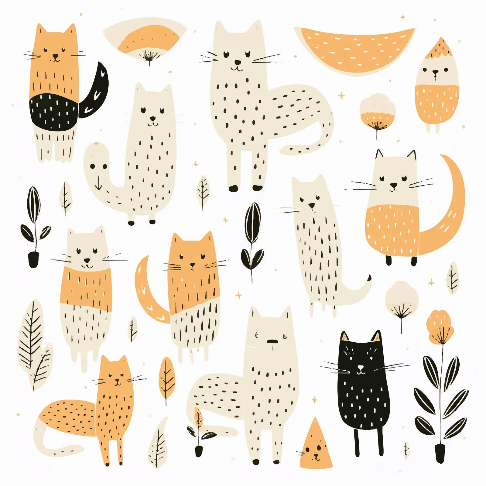 Handmade Cat-Themed Spotty Food Vectors – free spots image from Dotvec