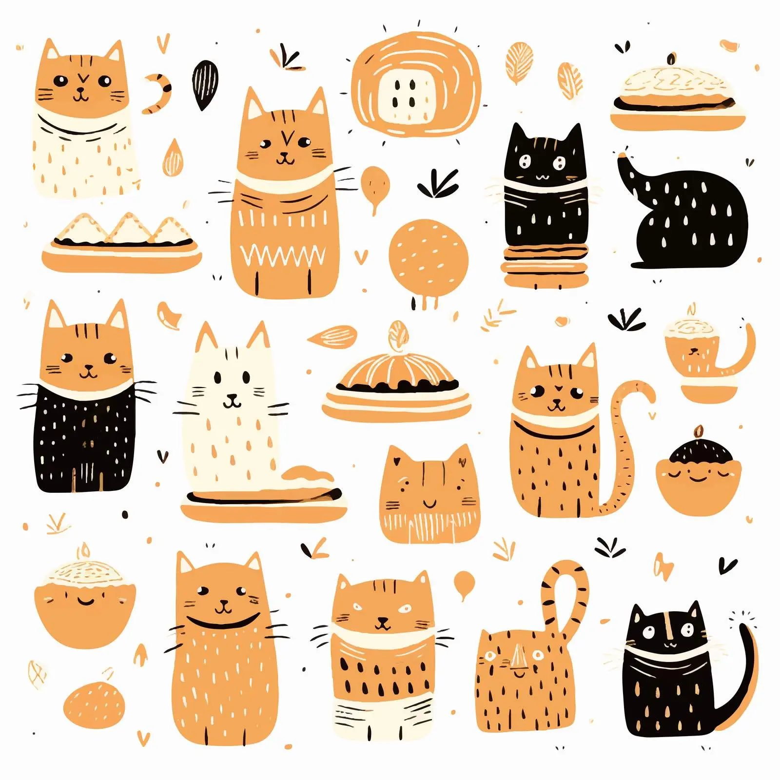 Handmade Cat Spot Background Vector Set — free download from Dotvec