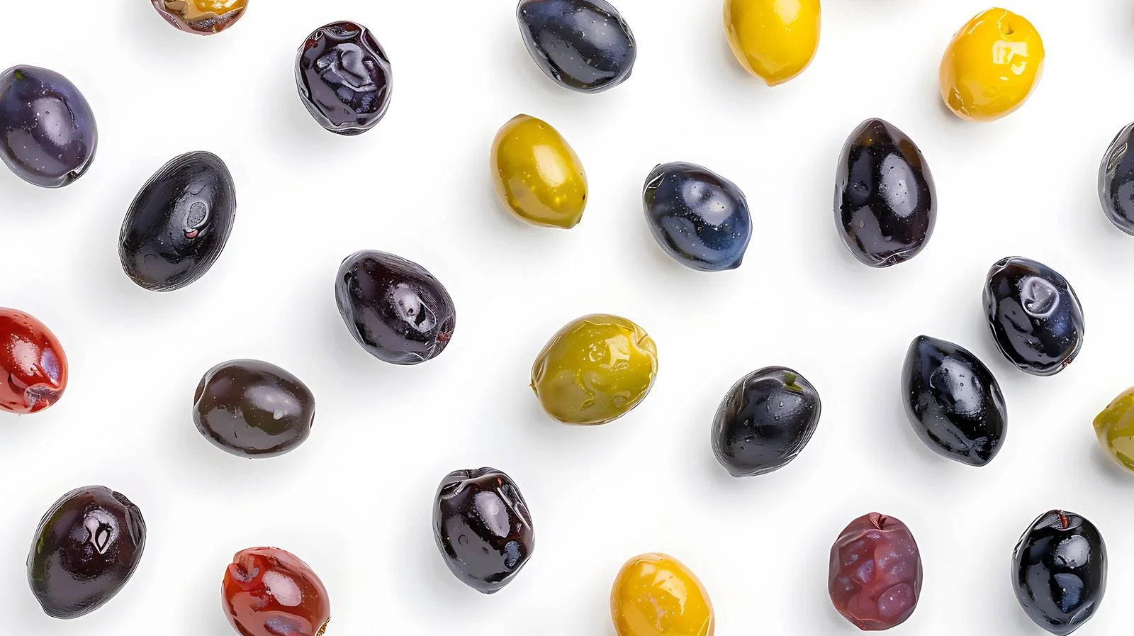 Organic olives close-up flat lay backdrop — free download from Dotvec