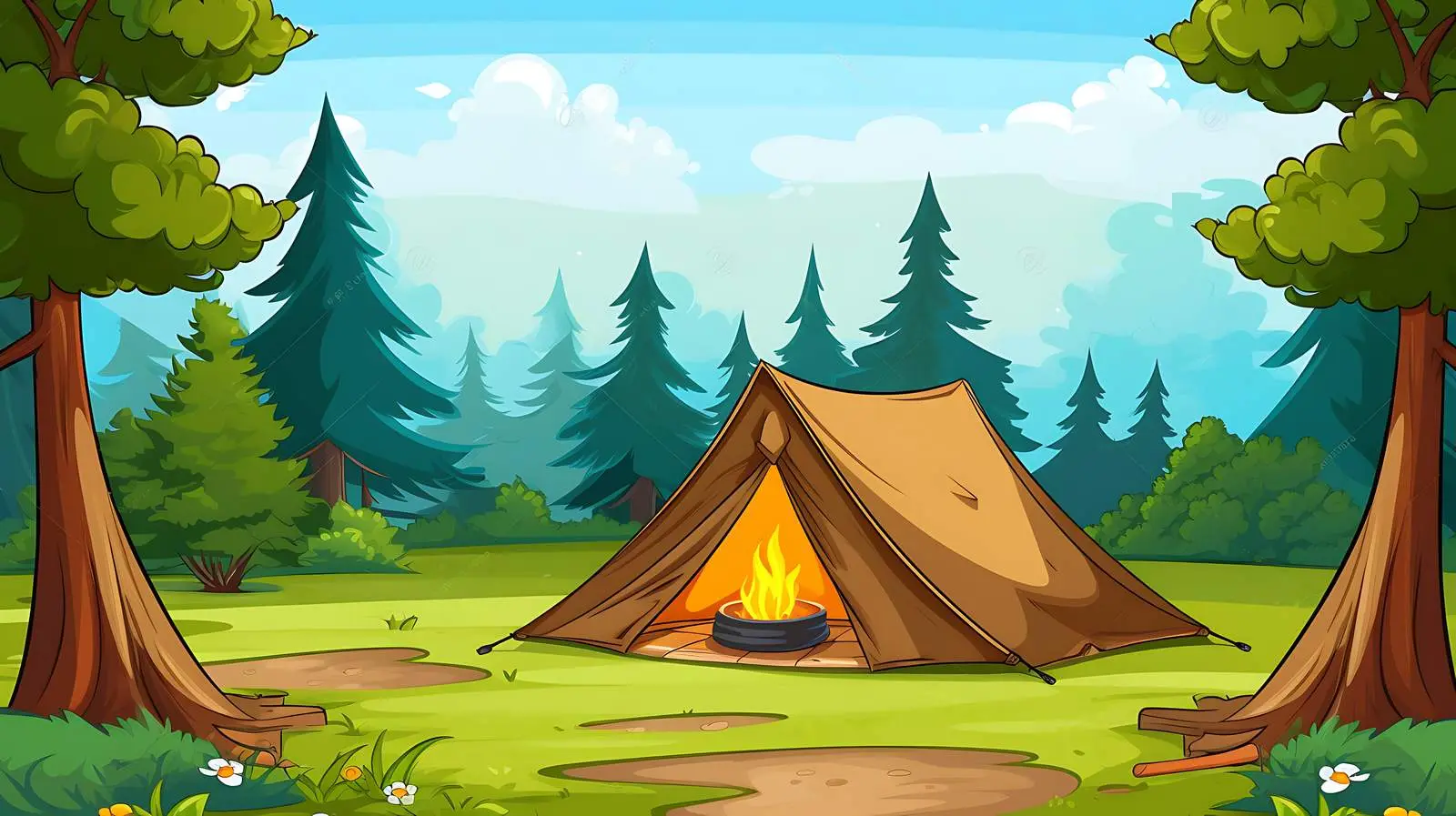 Camping Theme Background Template Illustration — free download from Dotvec