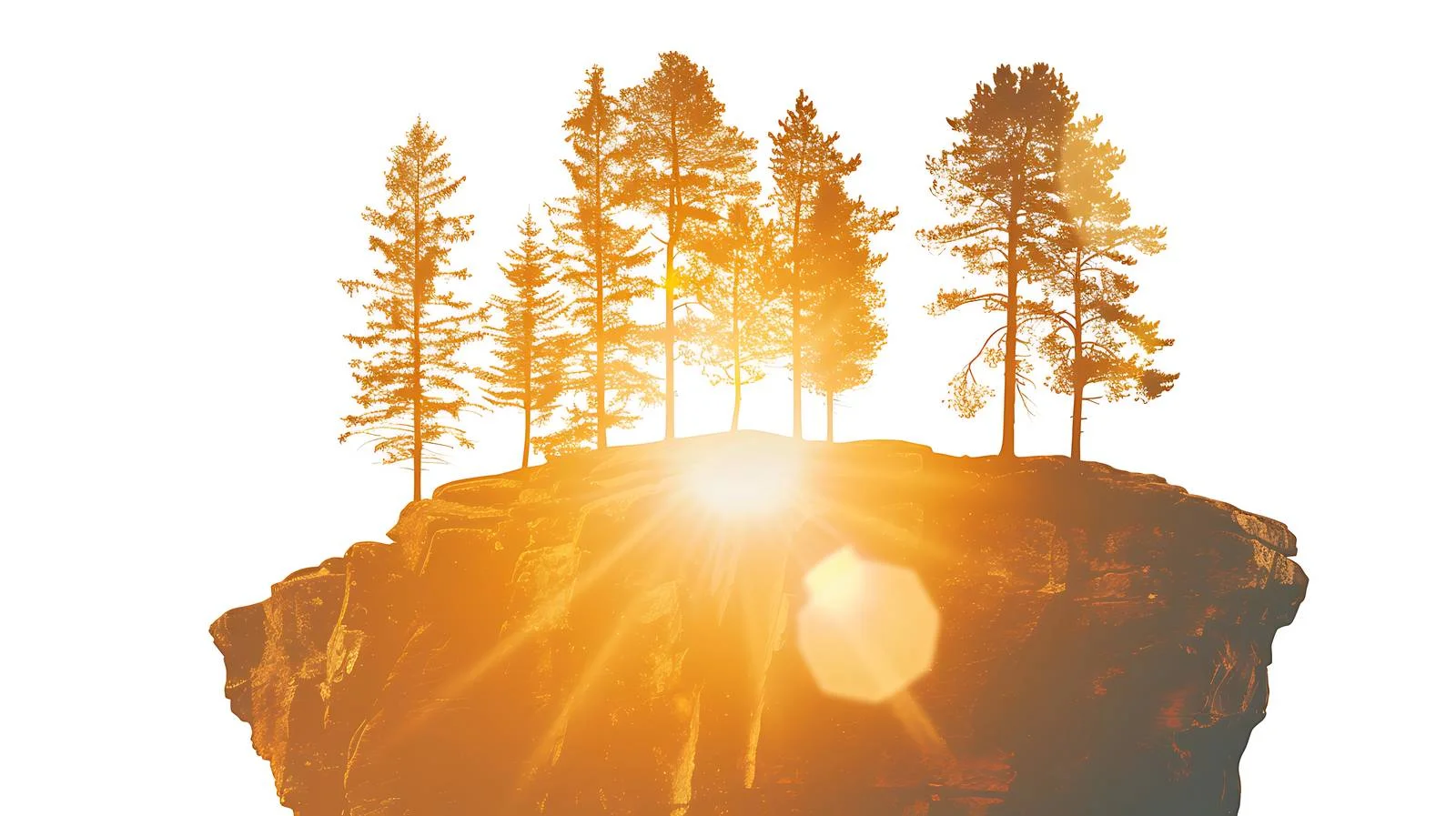 Sunset Illuminating Cliff and Pine Landscape — free download from Dotvec